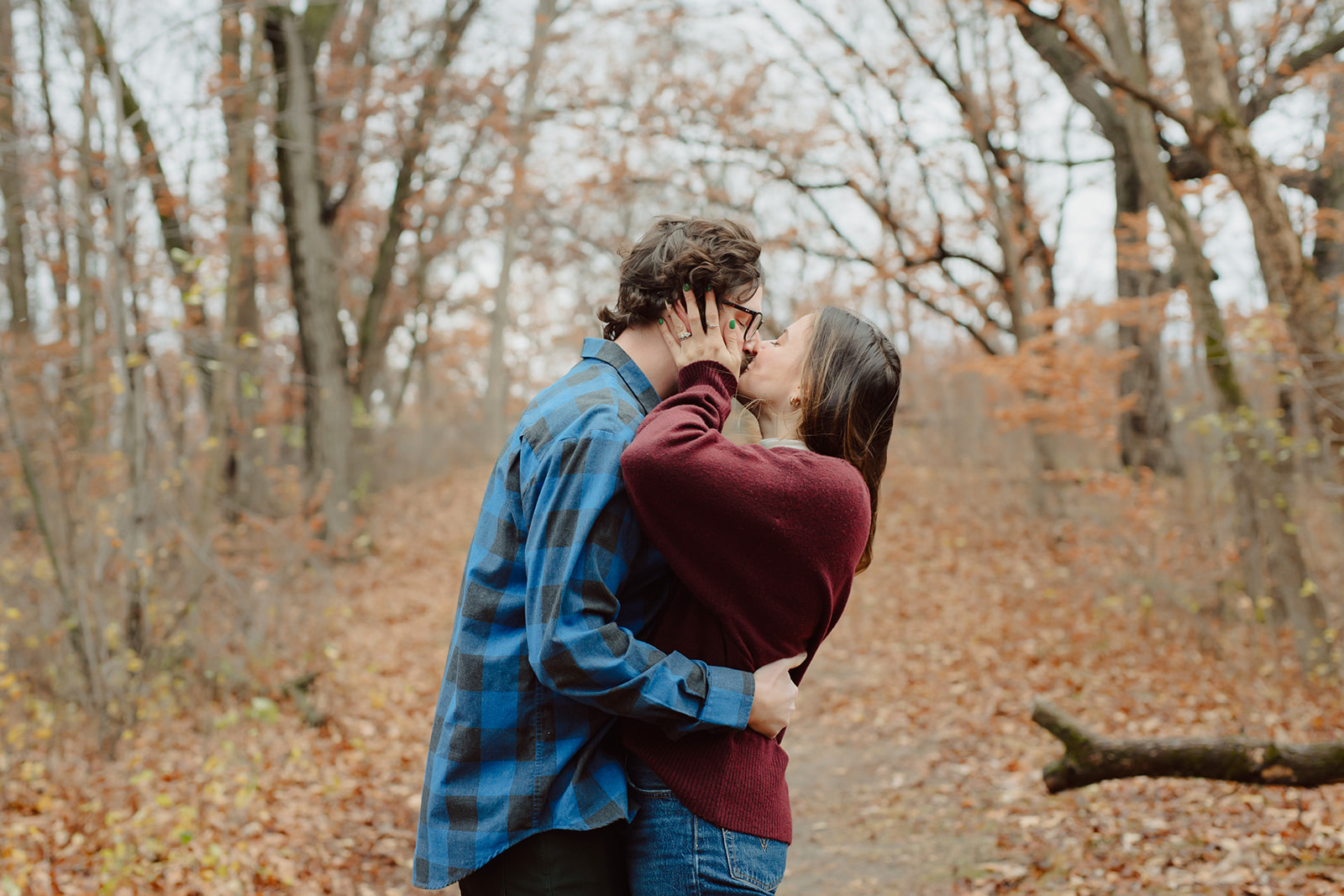 fall engagement photos at theodore wirth park