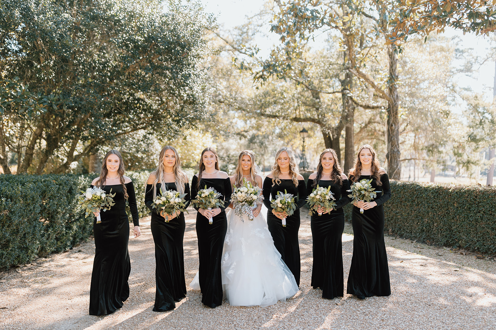 black velvet bridesmaids dresses