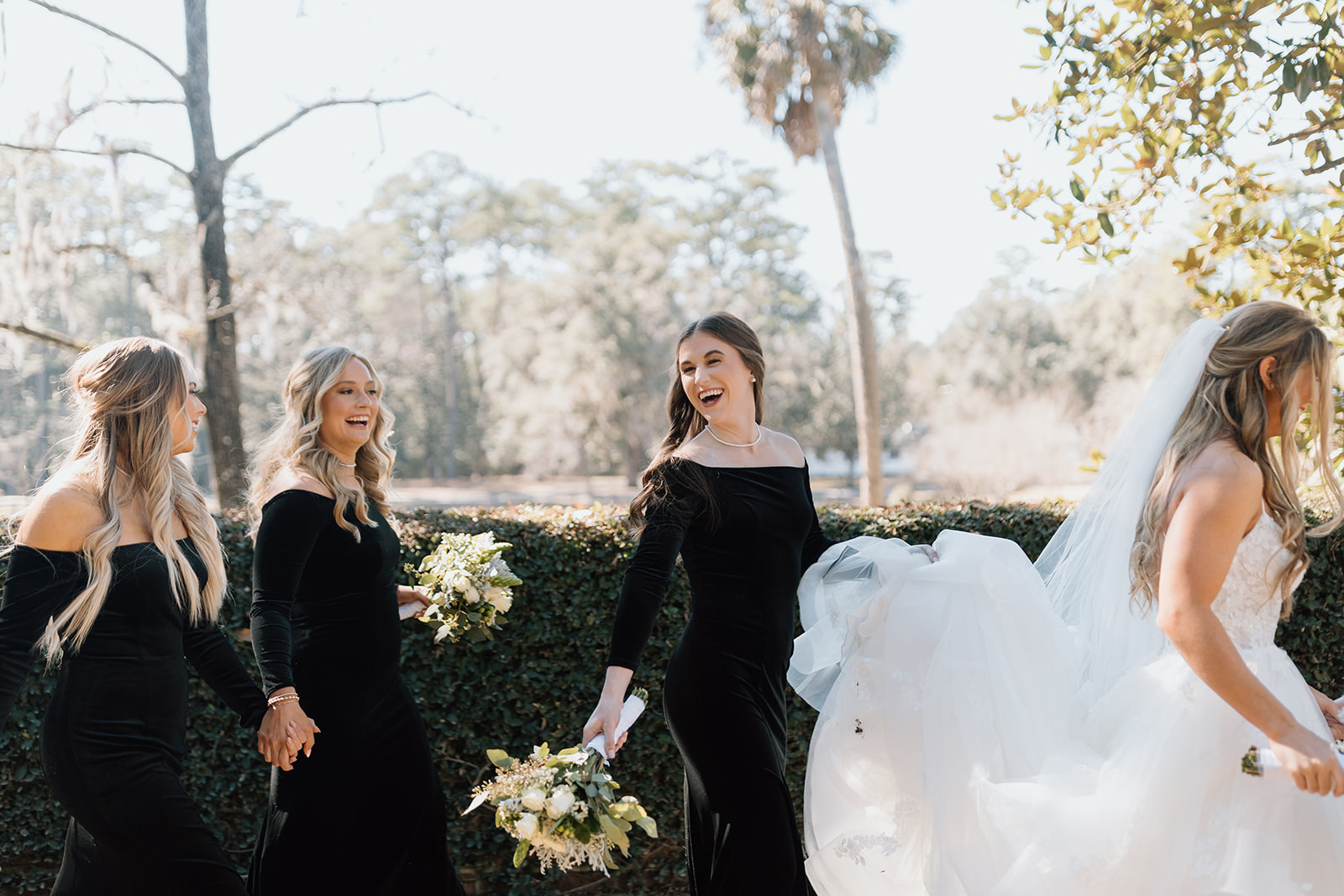 black velvet bridesmaids dresses