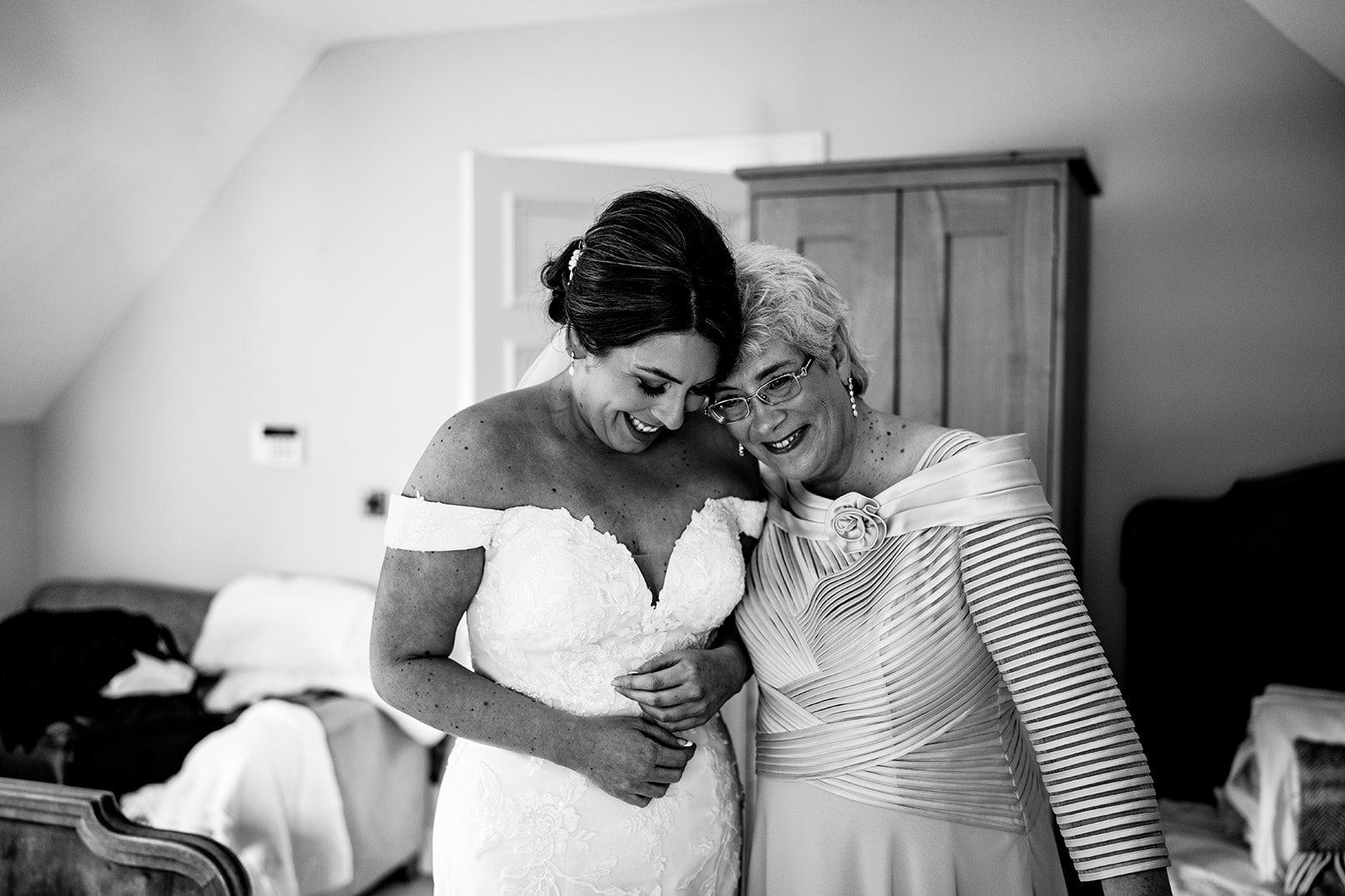 Mother - Daughter moment with the bride and mother of the bride at Broxmouth Courtyard