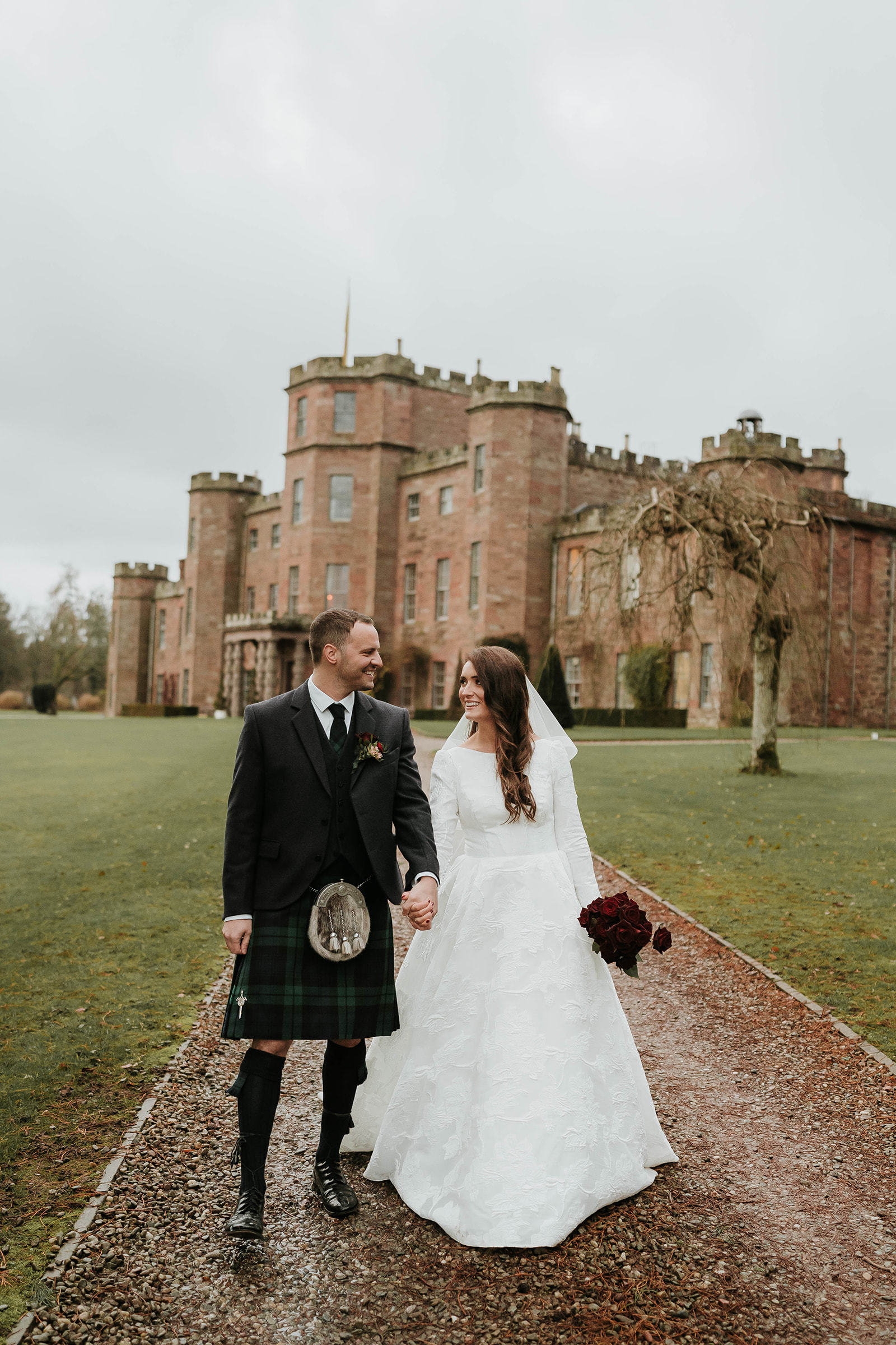 A couple who married at a scottish castle in Fettercairn