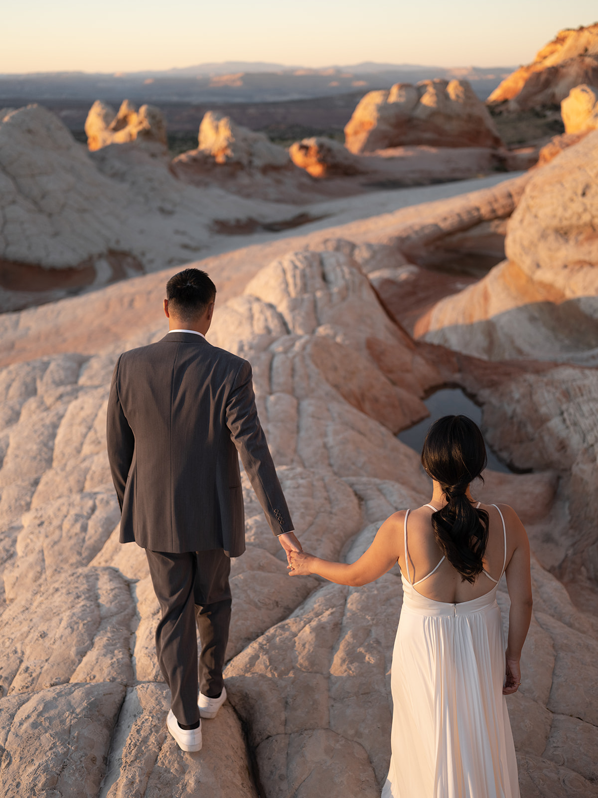 Couple eloping in the beautiful and secluded location of White Pocket, Arizona
