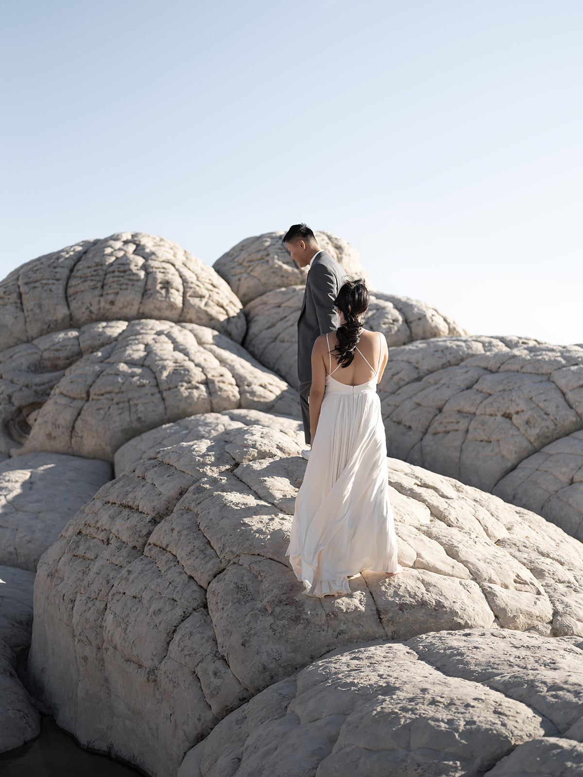 Eloping at the Wave in White Pocket, Arizona with breathtaking views of the surrounding area