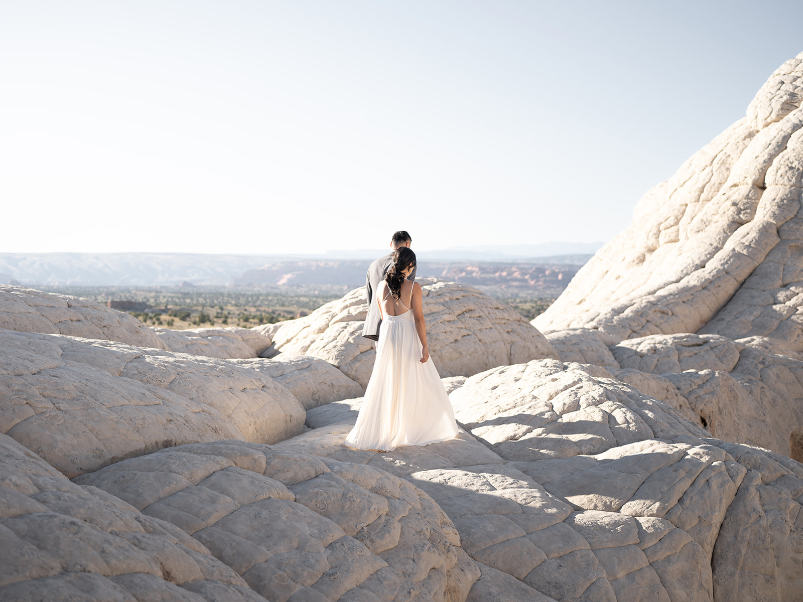 A bridal portrait taken during an Elopement at White Pocket, Arizona 