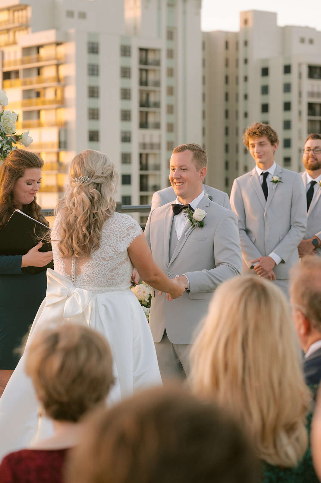 Hotel Zamora Wedding Ceremony: Bride and Groom's Sweet Kiss under the Sun
