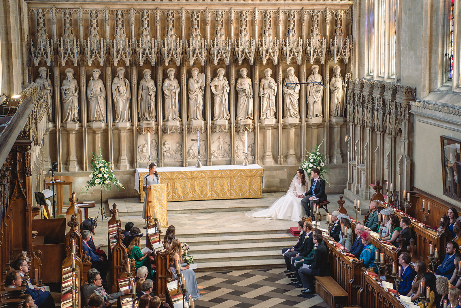 Katherine and Damien's wedding ceremony at the New College Chapel