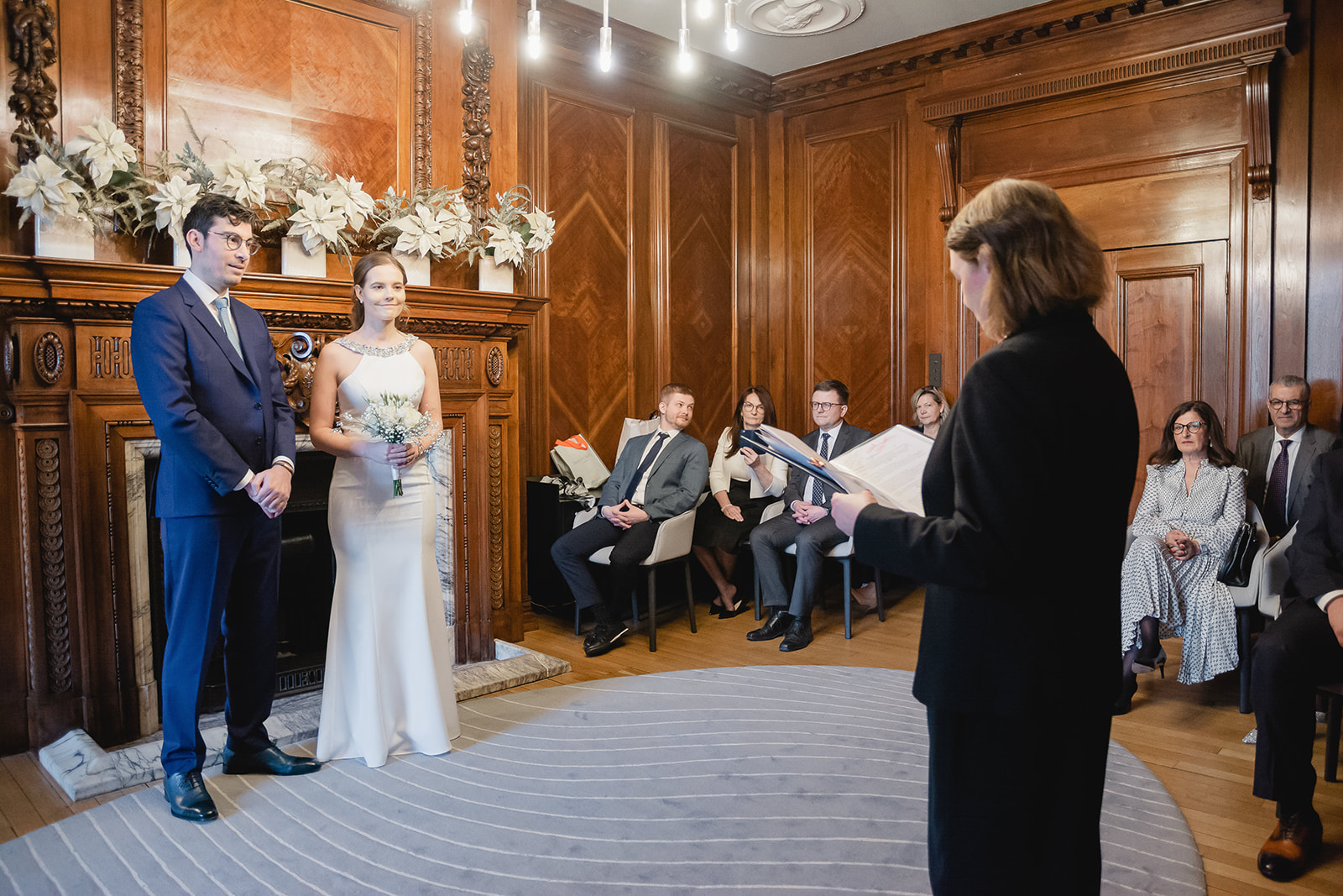 Kinga and Jean-Marc Wedding ceremony in the Marylebone Room at The Old Marylebone Town Hall