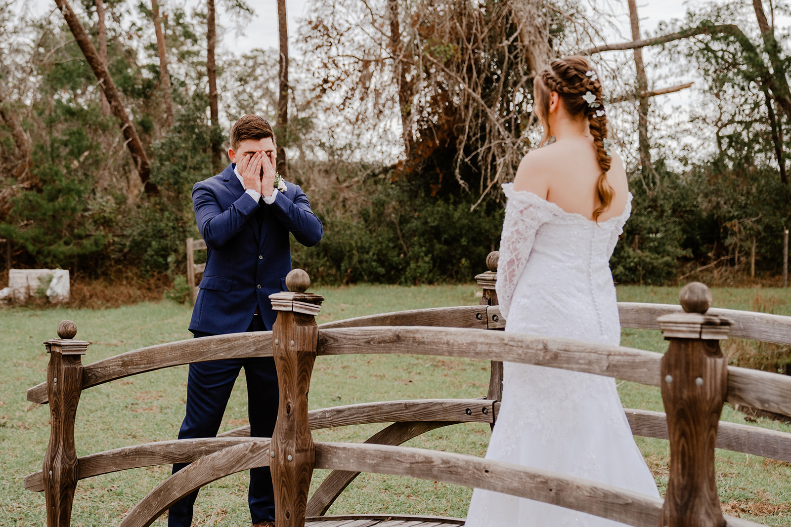 first look grooms reaction seeing his bride for the first time