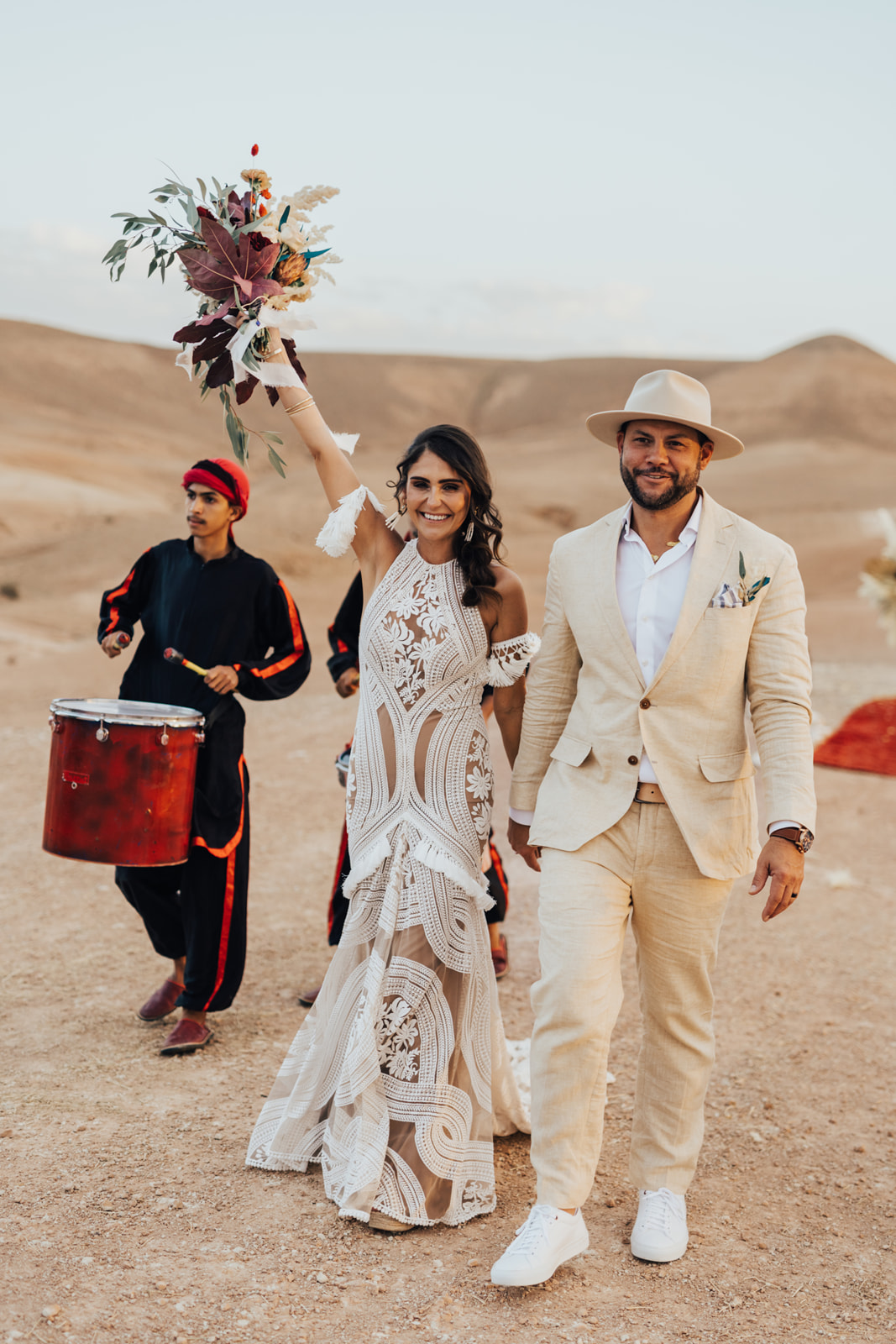 Bride wearing Rue De Seine wedding dress for elopement in Marrakech