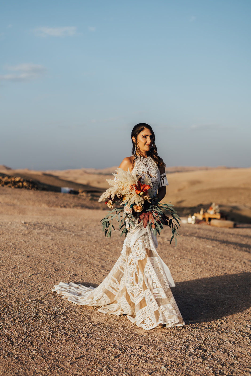 Elopement at La Pause Marrakech bride wearing Rue De Seine dress