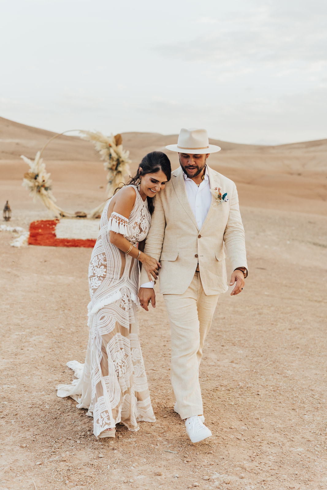 Elopement at La Pause Marrakech bride wearing Rue De Seine dress