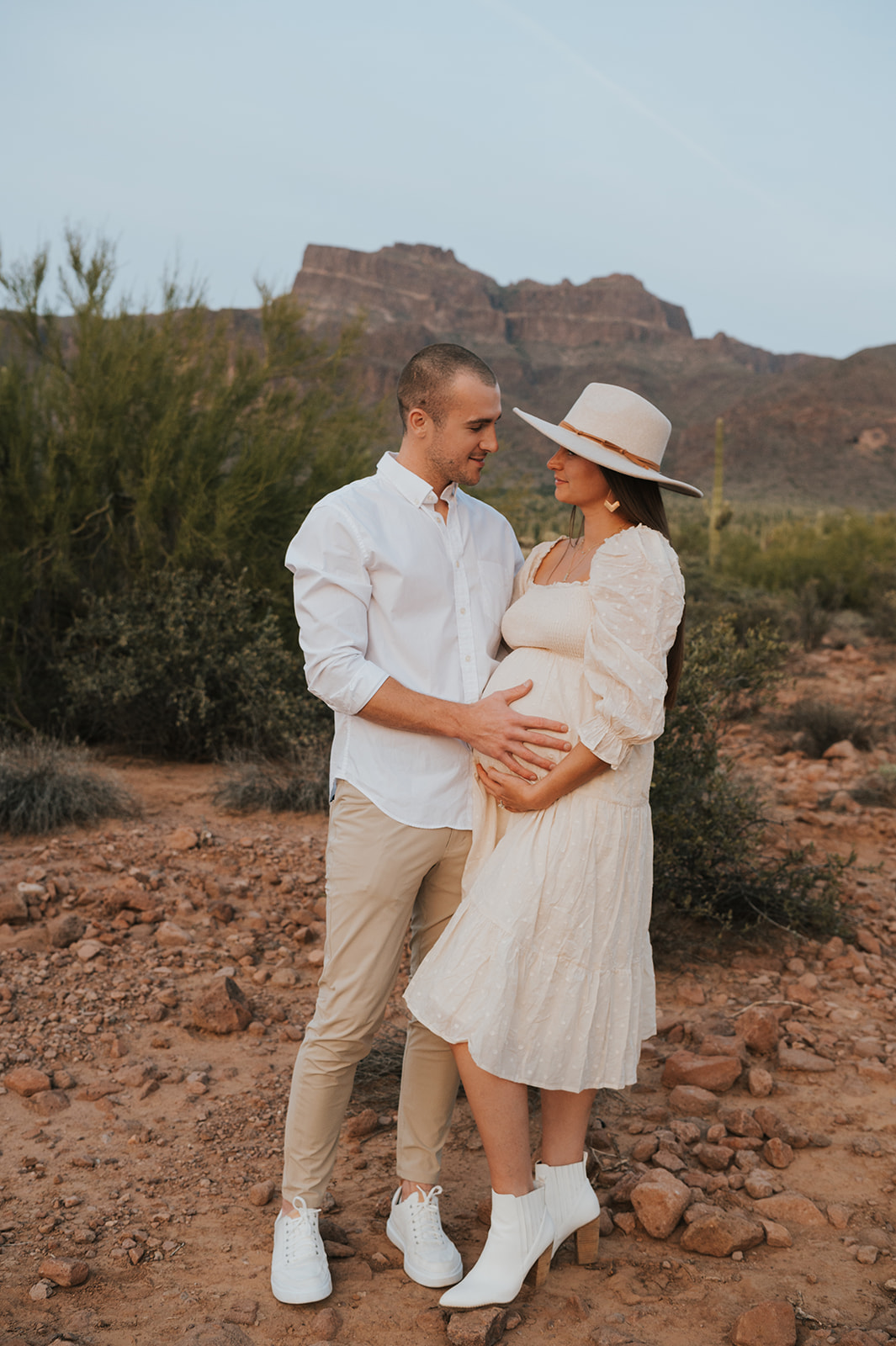 Desert couple maternity photos