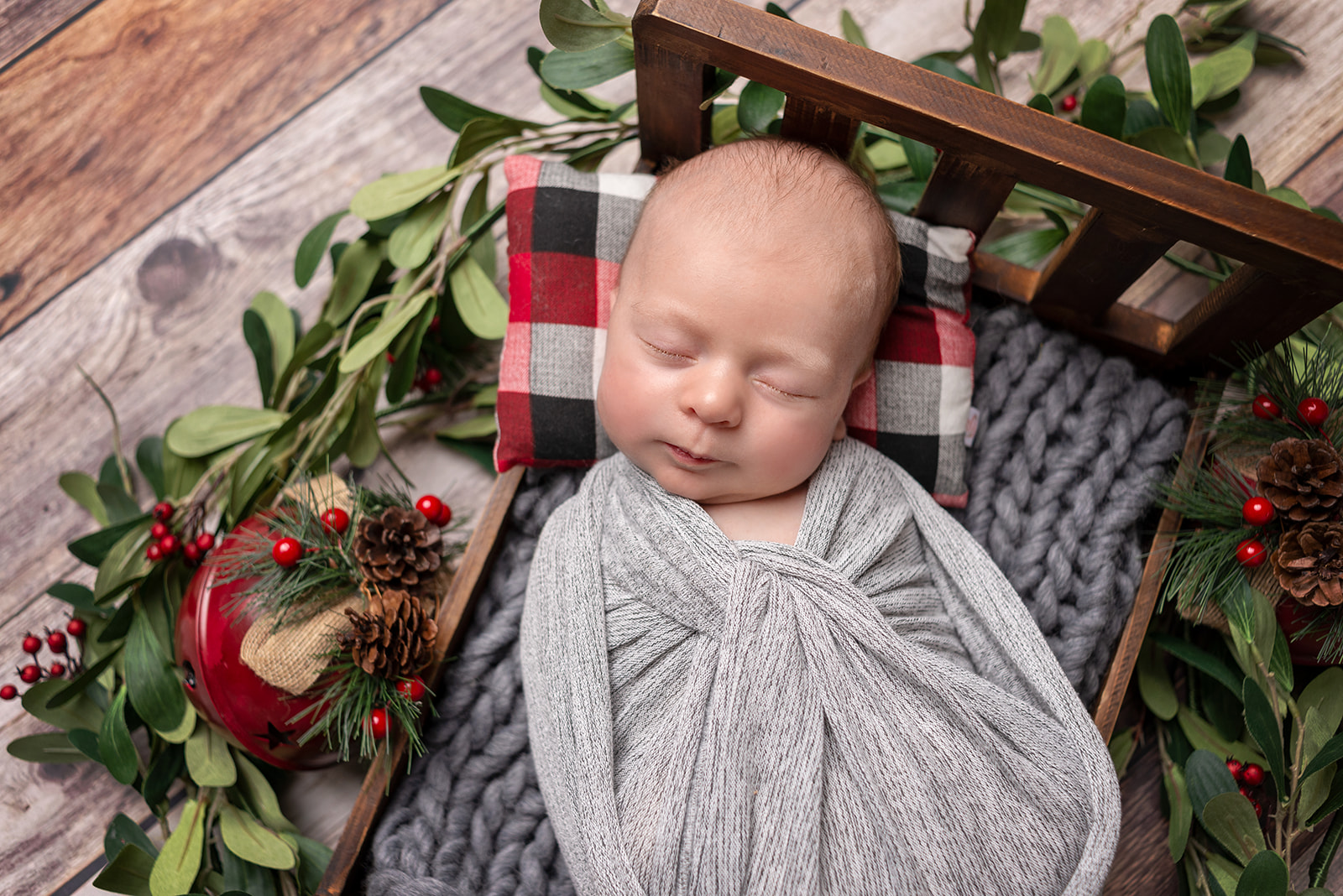 Christmas baby boy pictures in Carthage, Missouri with professional photographer