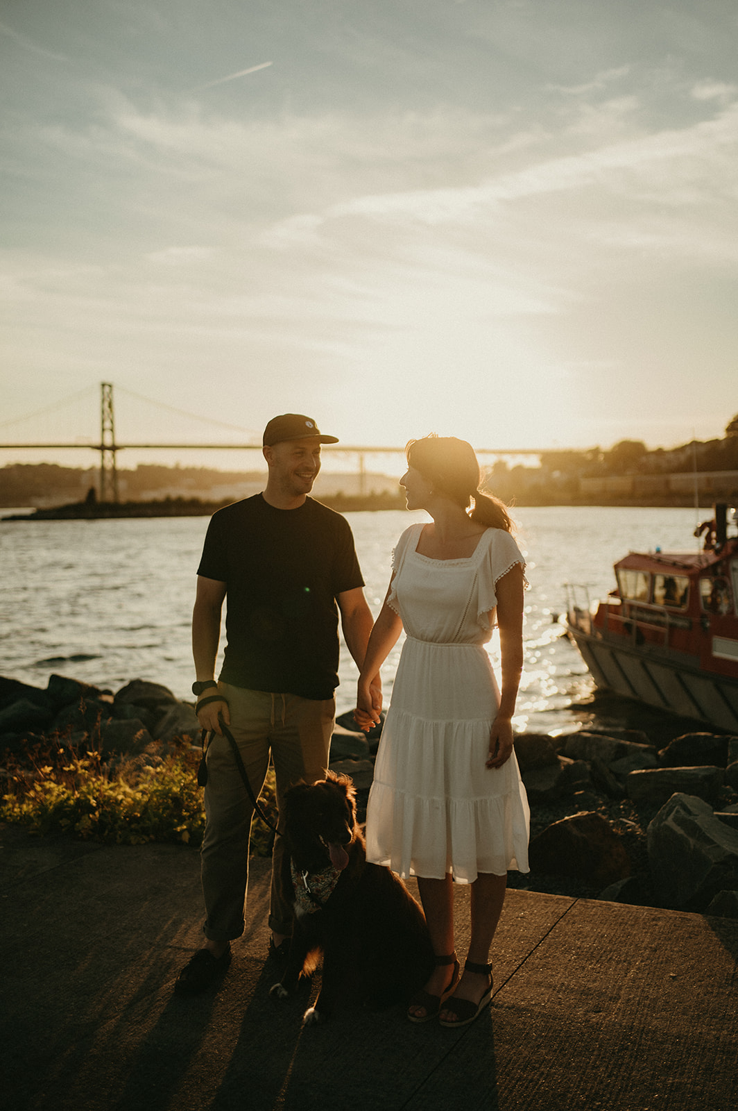 sunset photo of couple looking at each other 