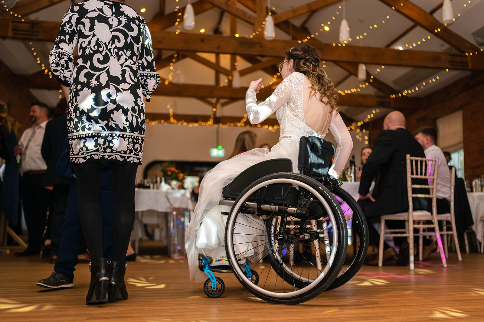 Wheelchair bride enjoying the dancefloor
