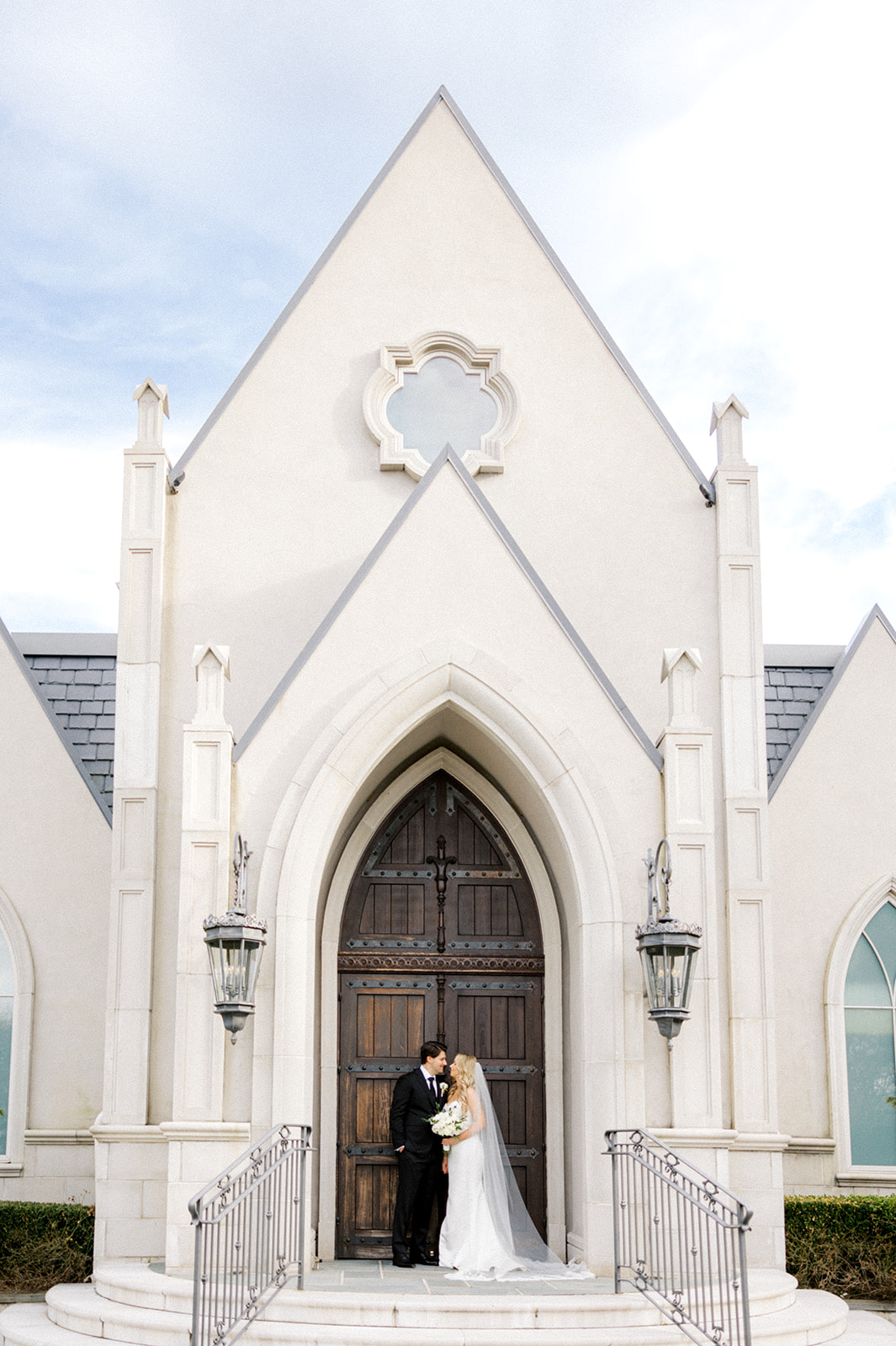 Bride and groom photos at Park Chateau wedding chapel
