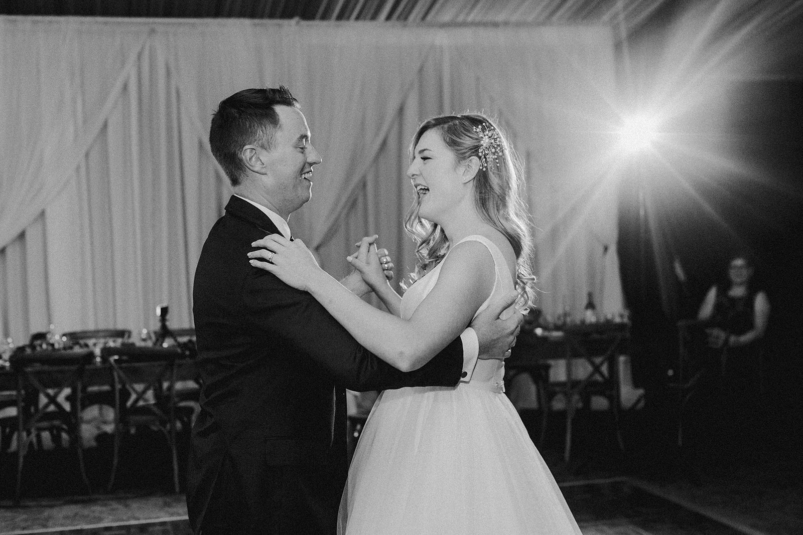 A bride and groom's first dance at The Oregon Golf Club. 