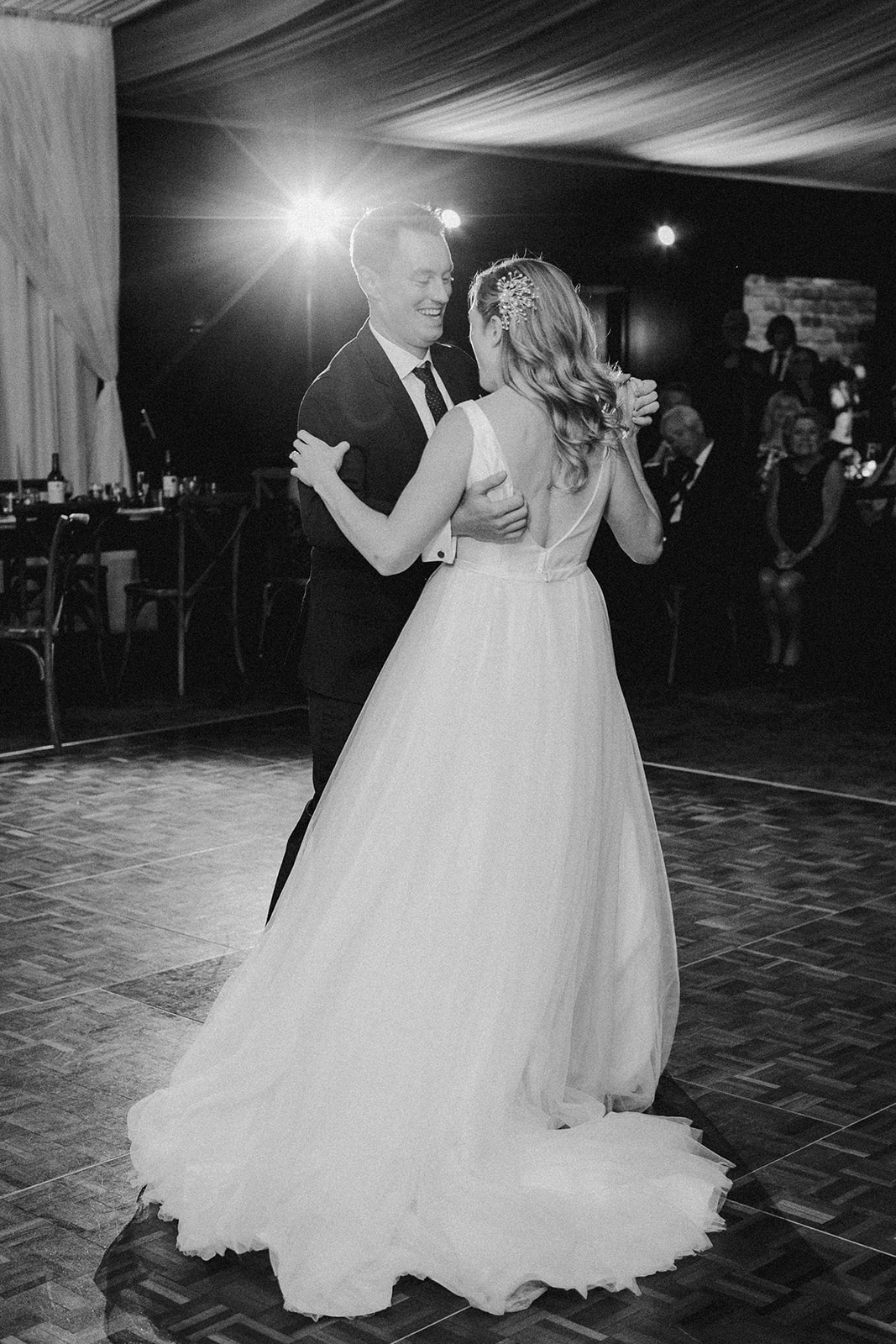 A bride and groom's first dance at The Oregon Golf Club. 