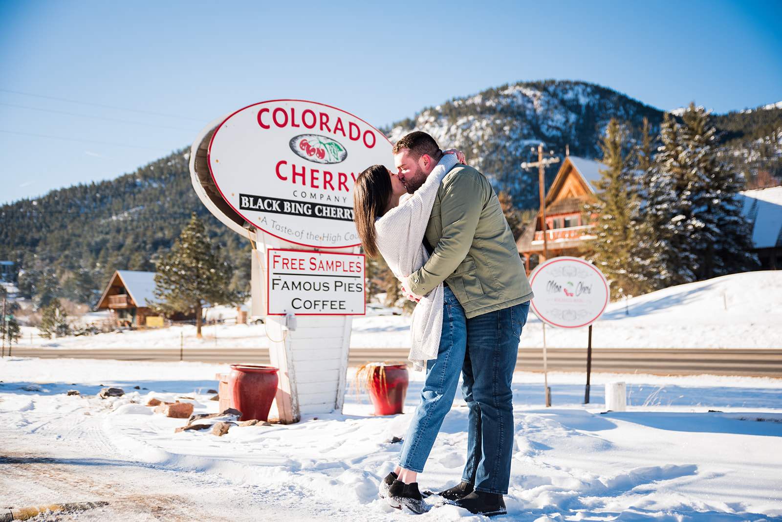 Colorado Cherry Company in Lyons, CO engagement session. Lyons, co engagement session, two one photography