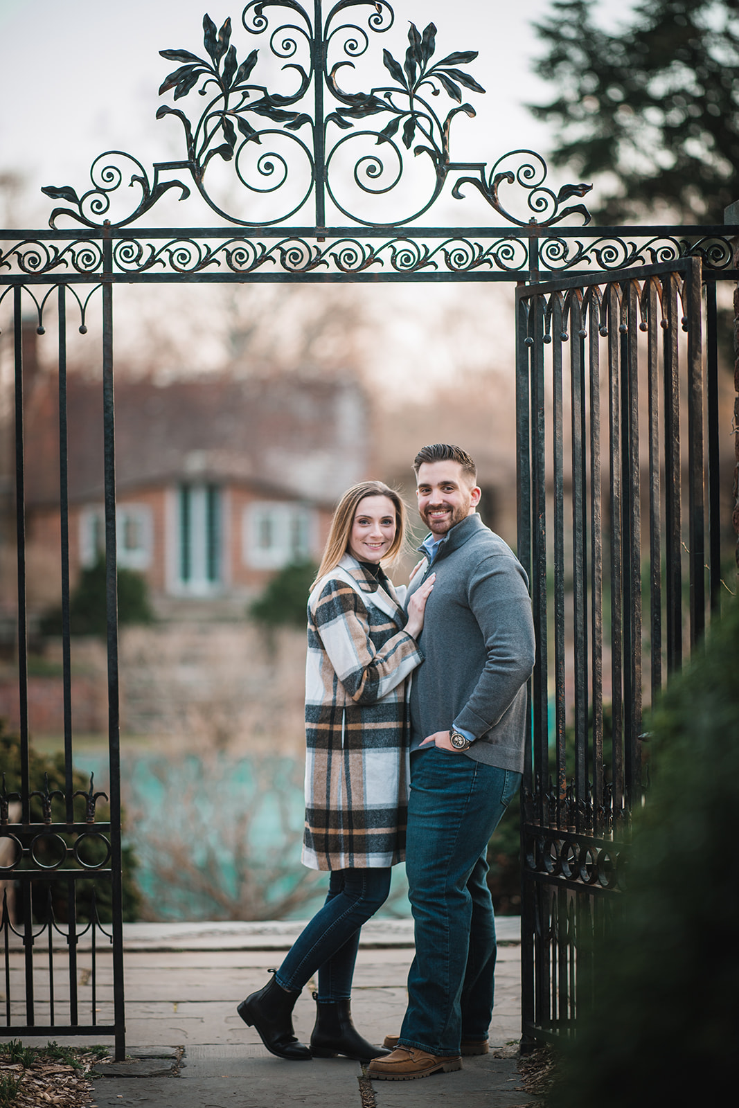 Couple by the gate at Planting Fields 