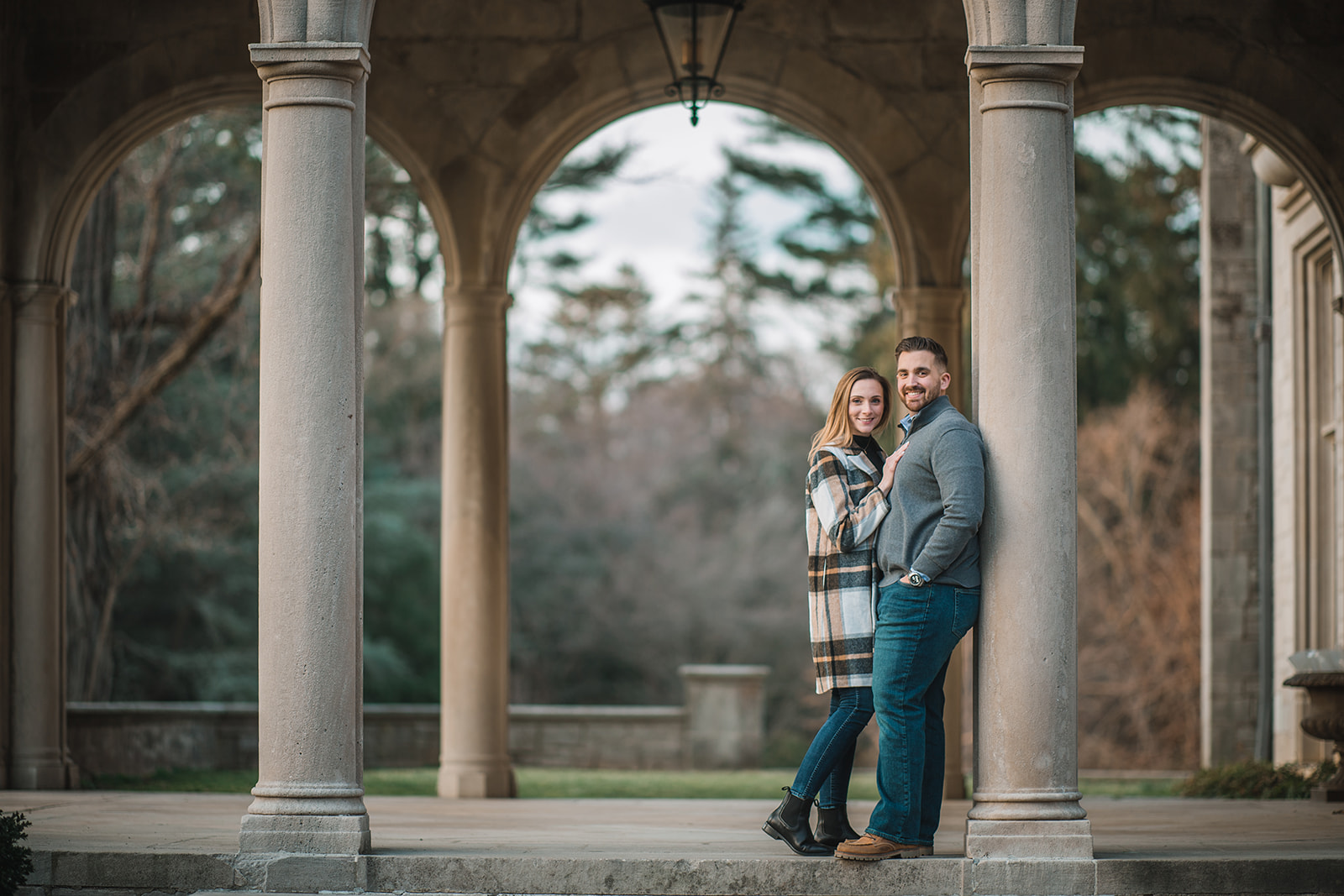 Engagement photos at Planting Fields