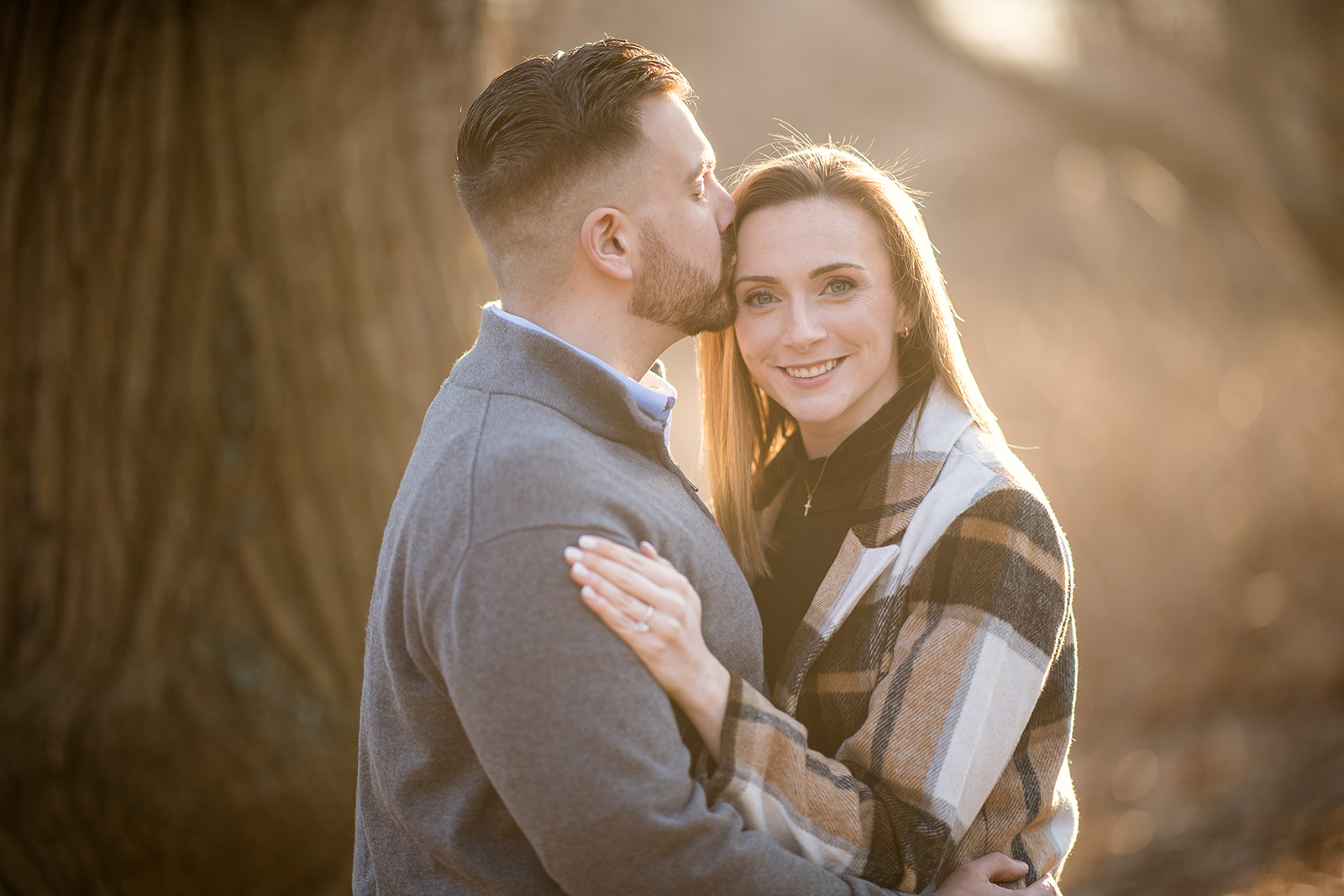 Sunset engagement photos at Planting fields