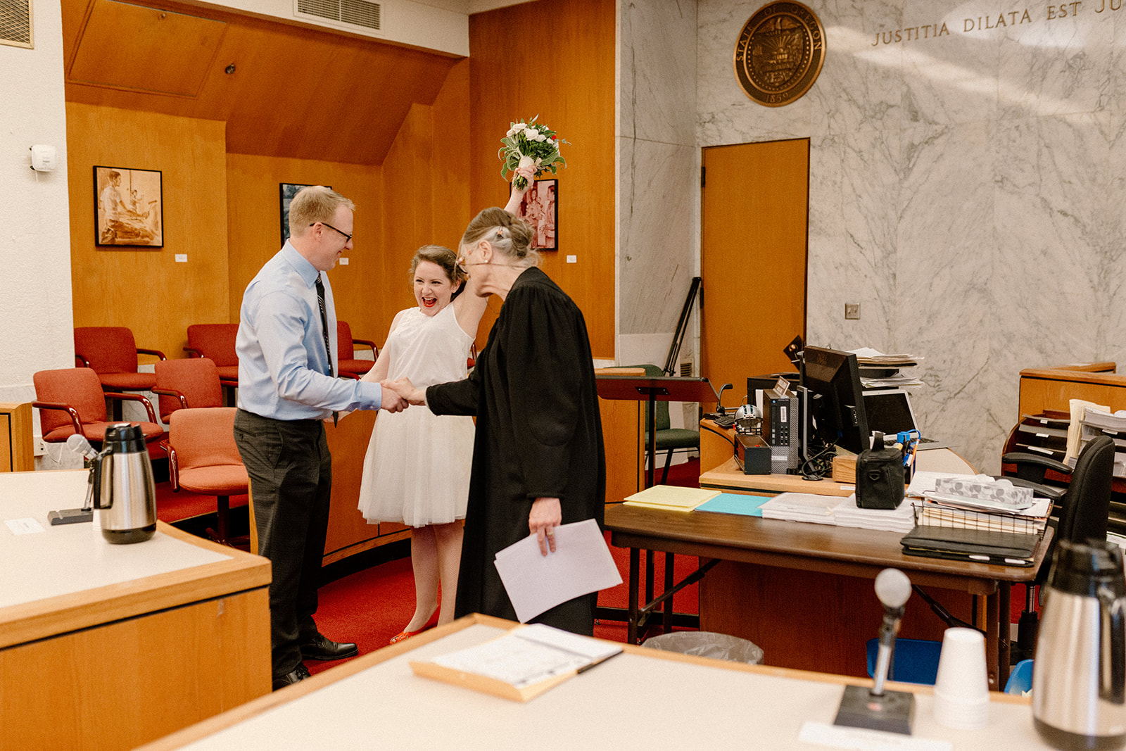 A Portland courthouse elopement ceremony at the Multnomah County courthouse. 