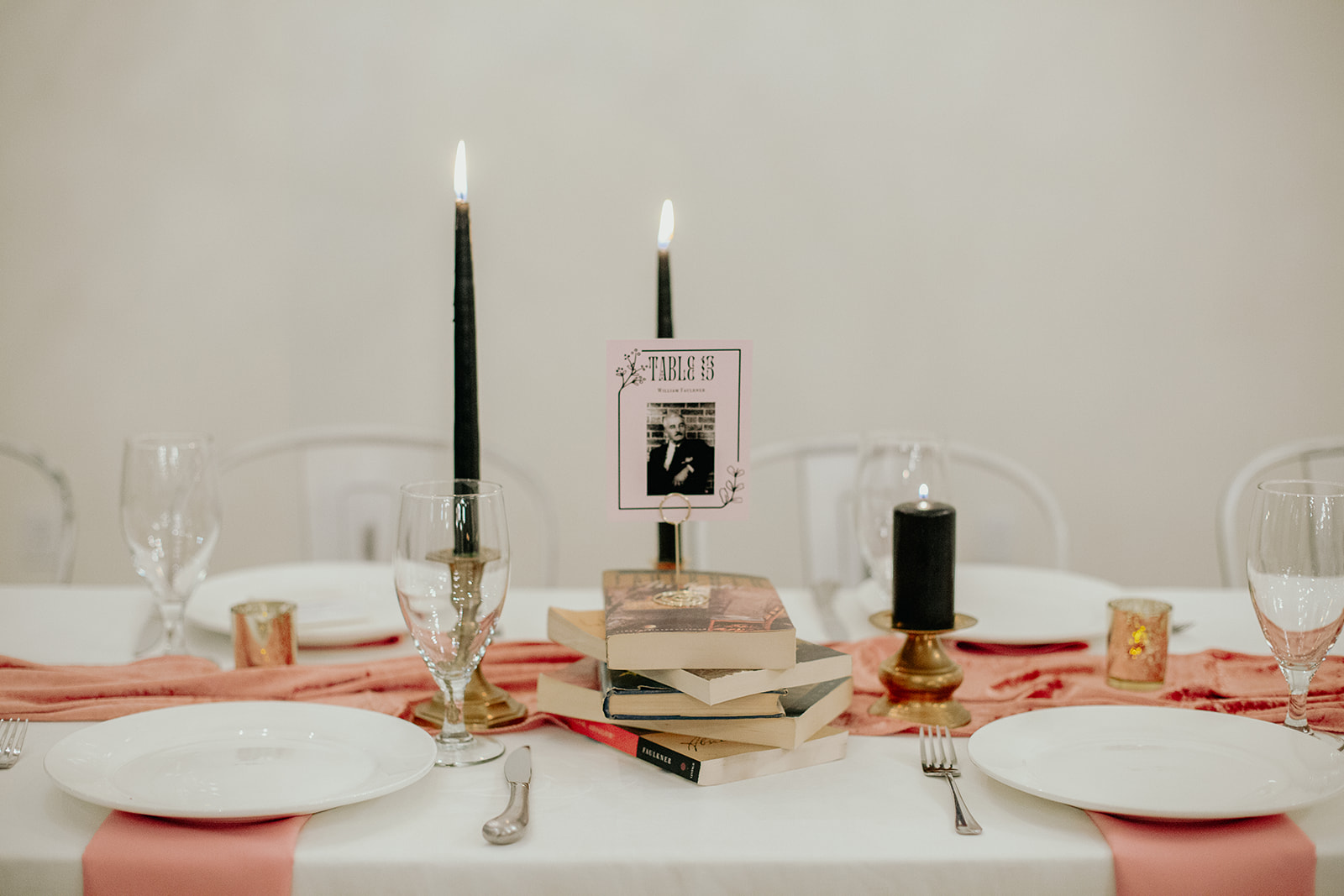 Book lovers wedding reception decor