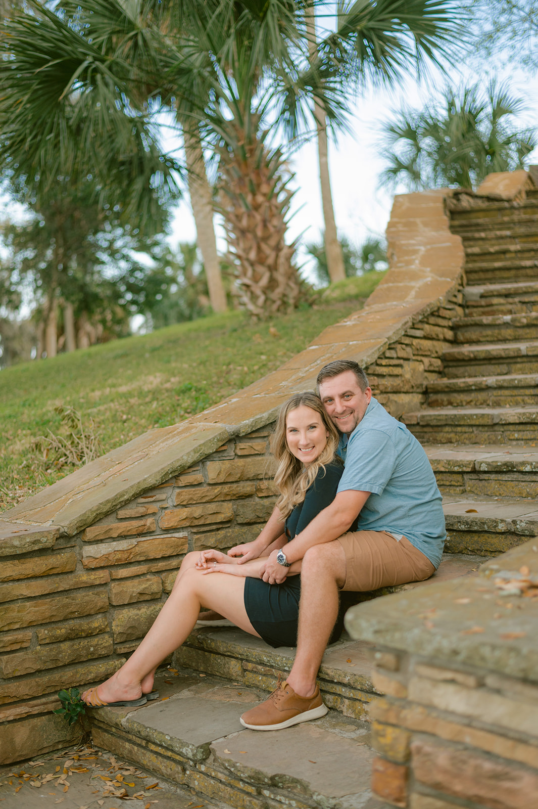 "Breezy engagement photo with stunning water views in Tampa"
