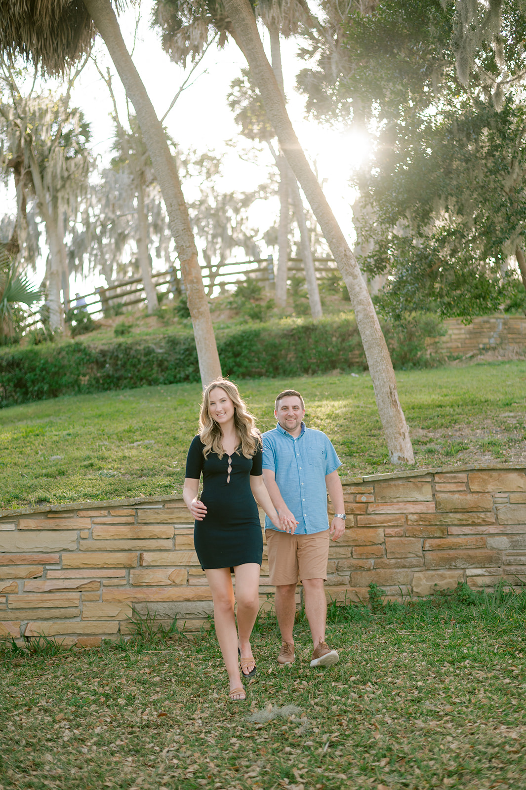 "Candid and intimate engagement photo with stunning Tampa scenery"
