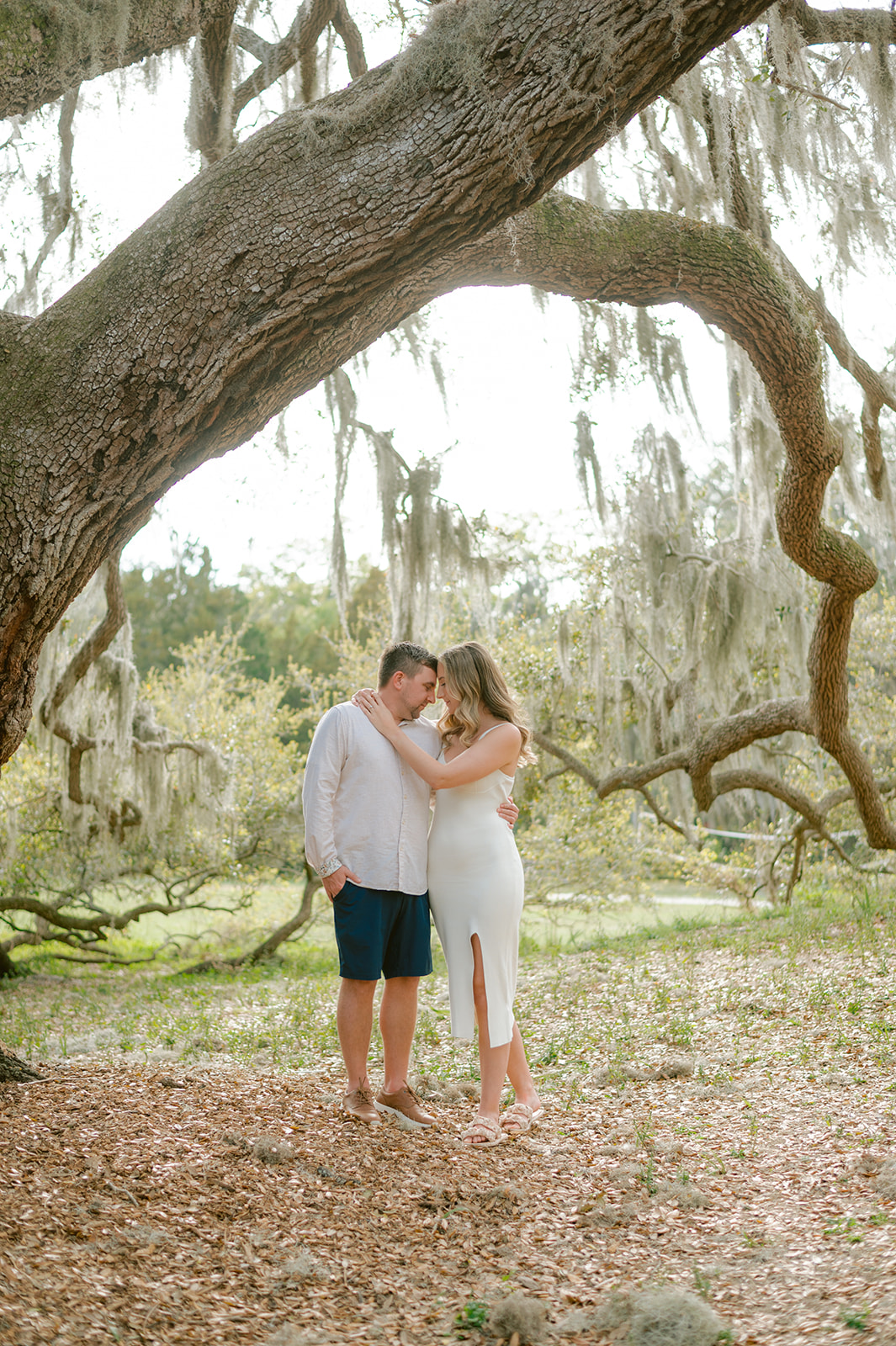"Natural engagement photography in Philippe Park, Tampa Florida"
