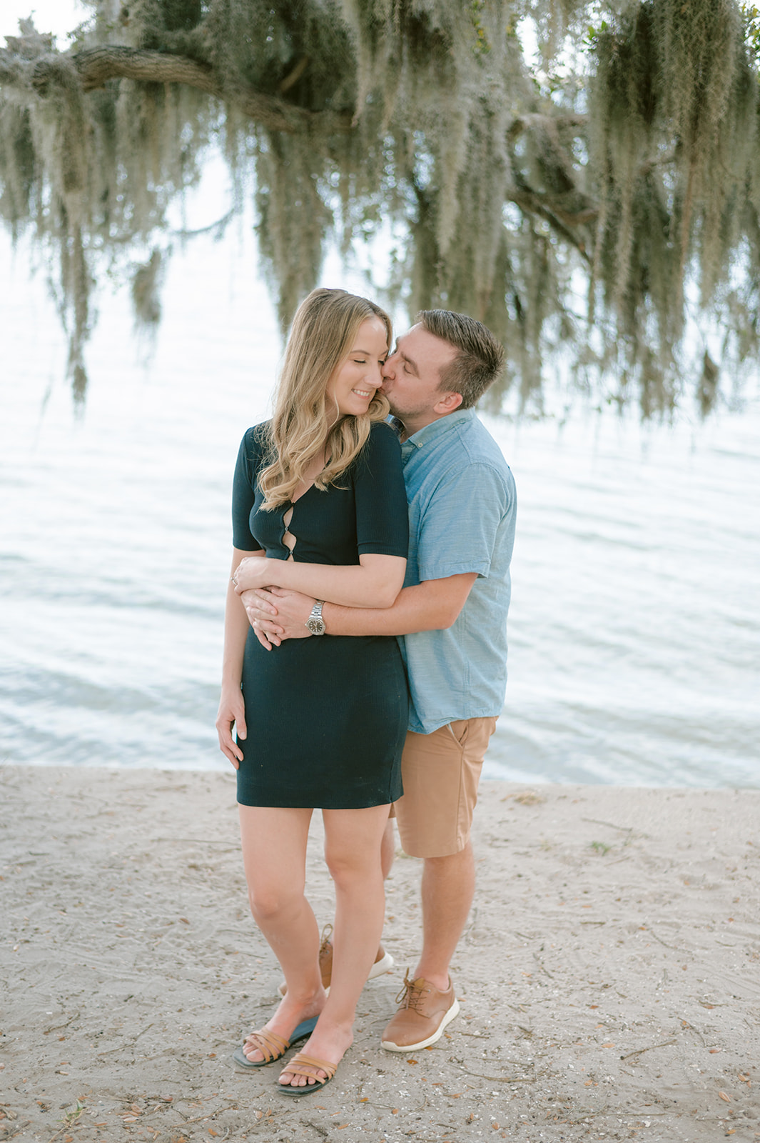 "Outdoor engagement photography with the sunshine and breeze at Philippe Park"
