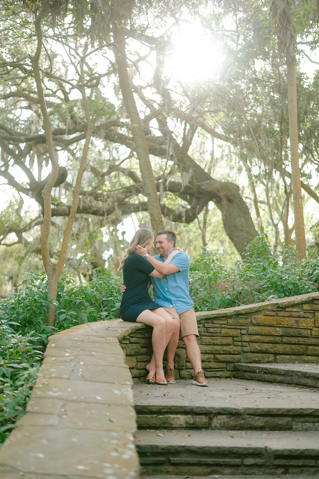 "Romantic engagement photo with natural lighting in Tampa"

