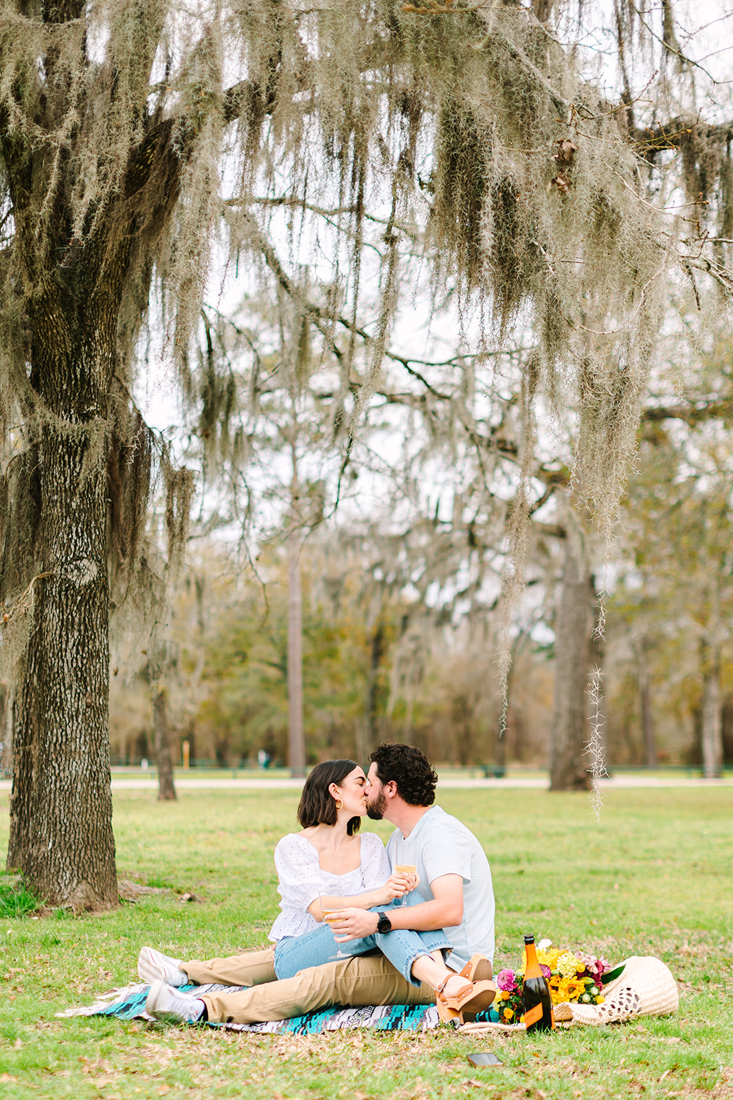 kissing in the park