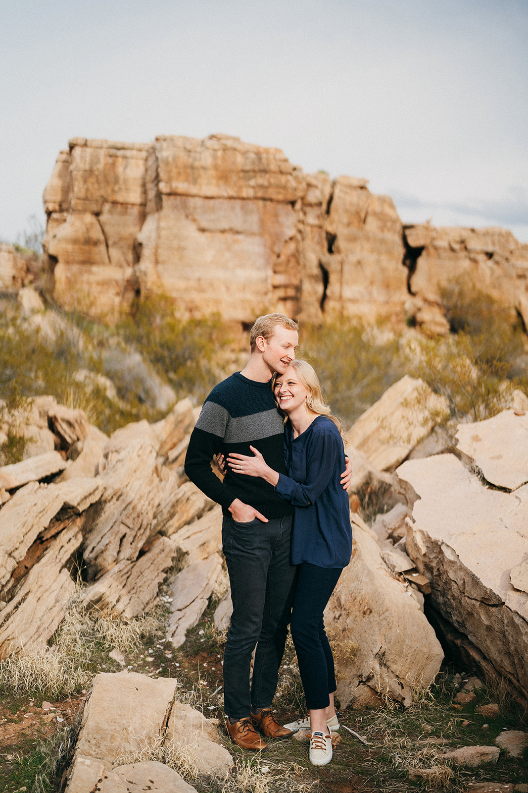southern utah engagement session in a canyon with grass