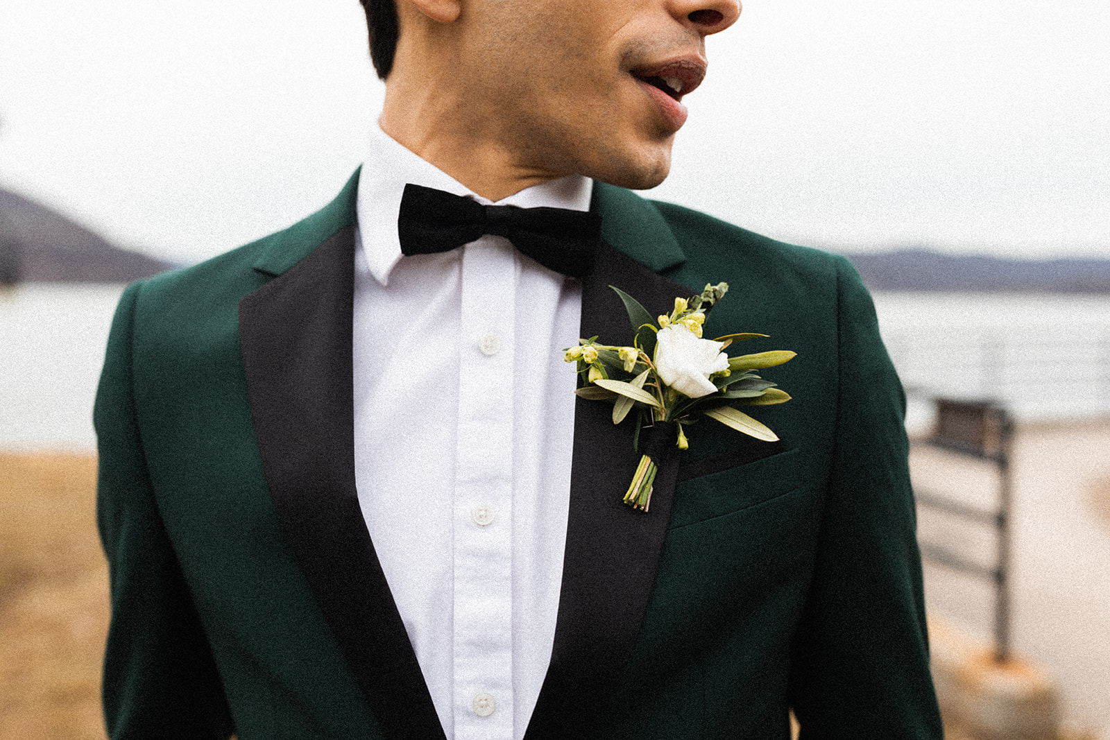 green groomsmen suit