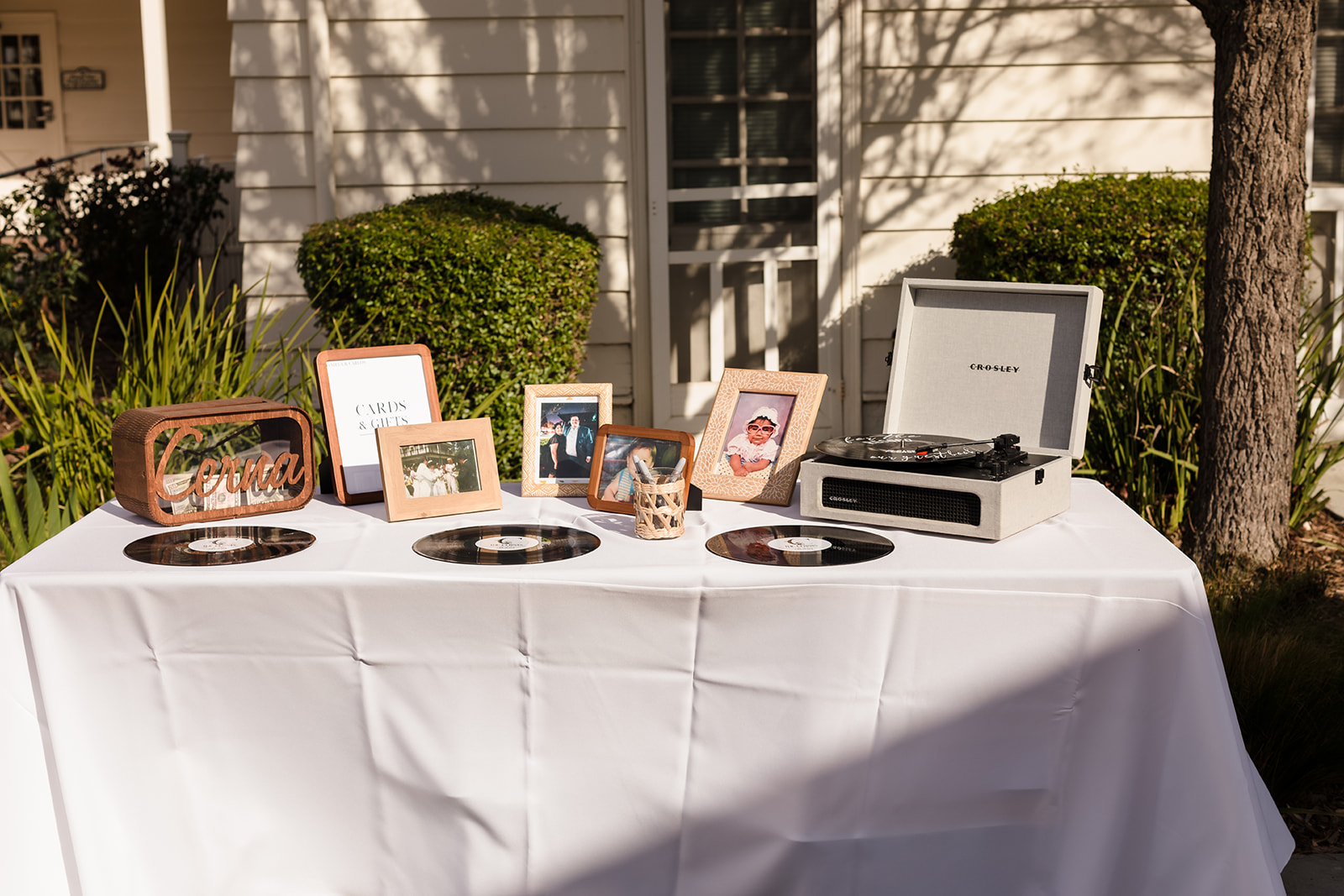 Guest sign-in table with records for wedding guests to sign