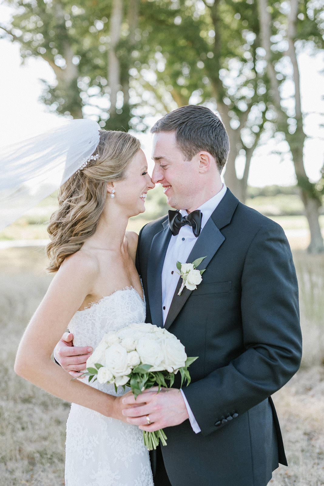 Portrait of bride and groom at Rumson Country Club Riverhouse
