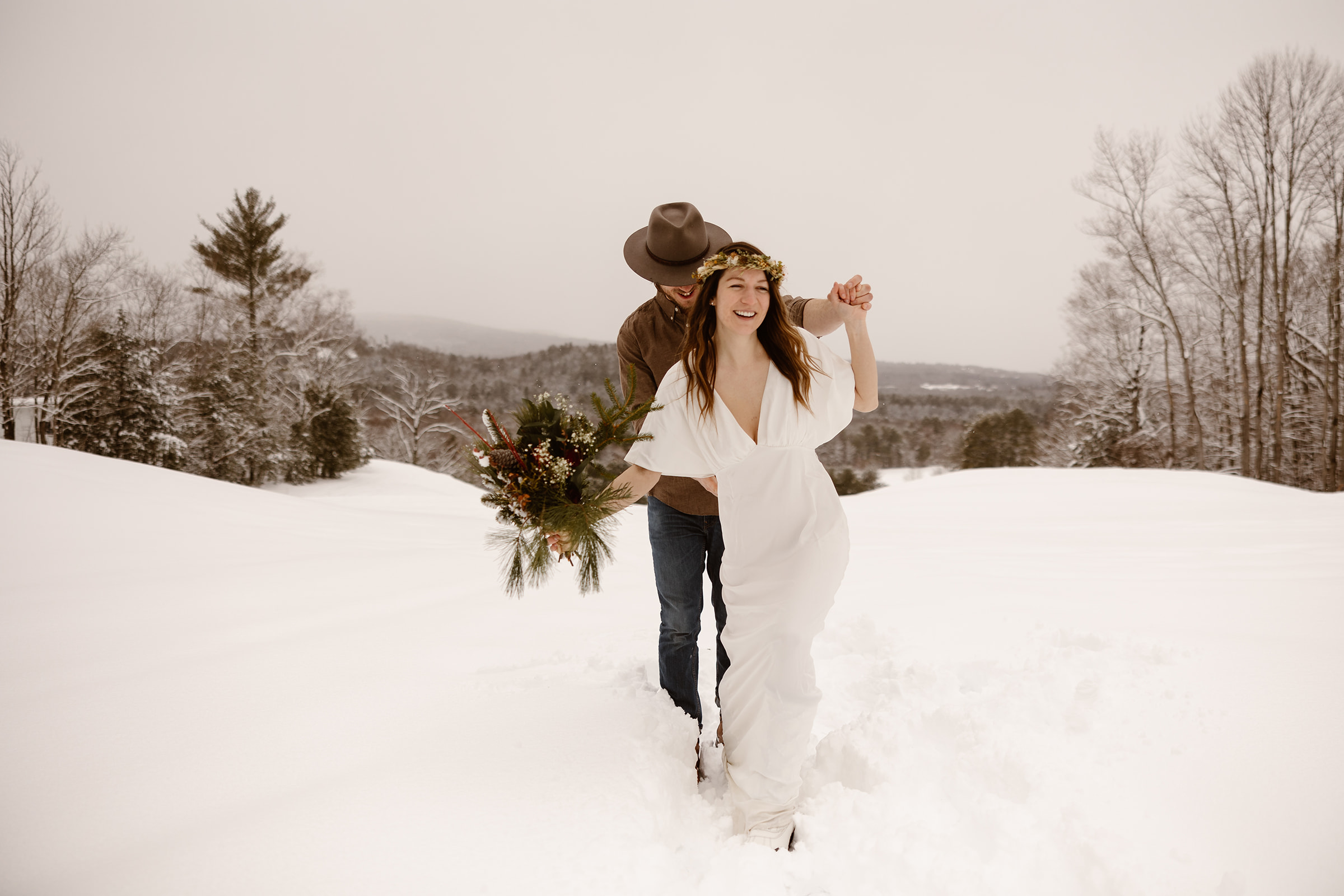 white mountains, new hampshire winter elopement 