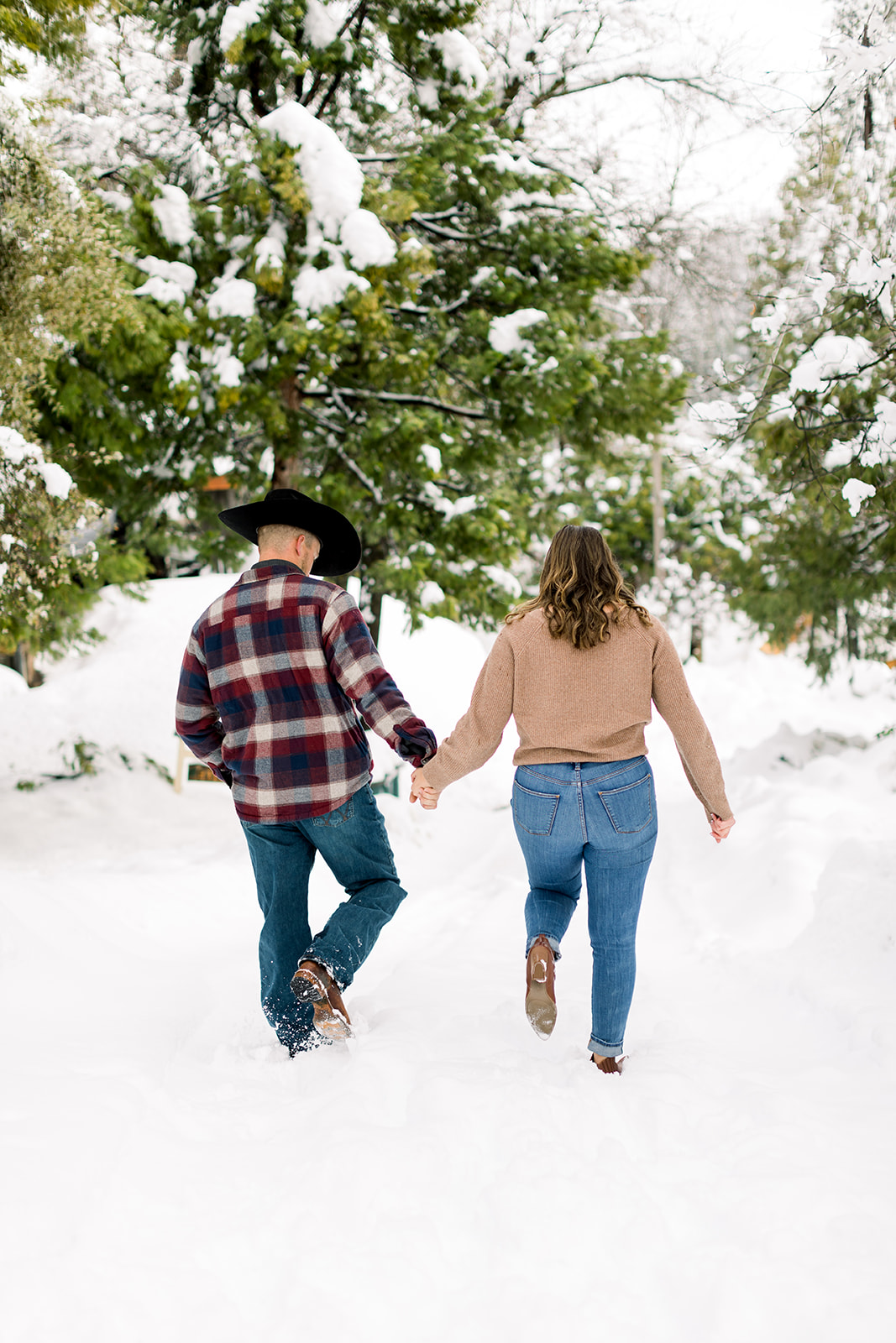 Couple walking in the snow