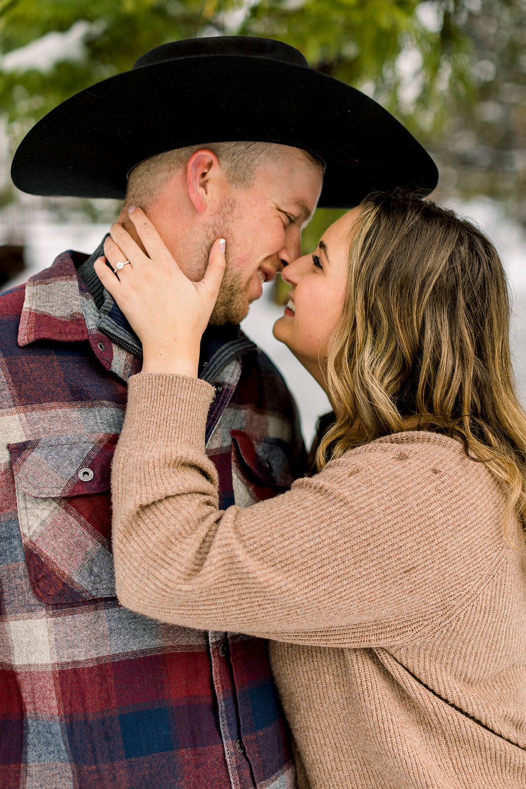 Snow in Bass Lake Engagement Portraits