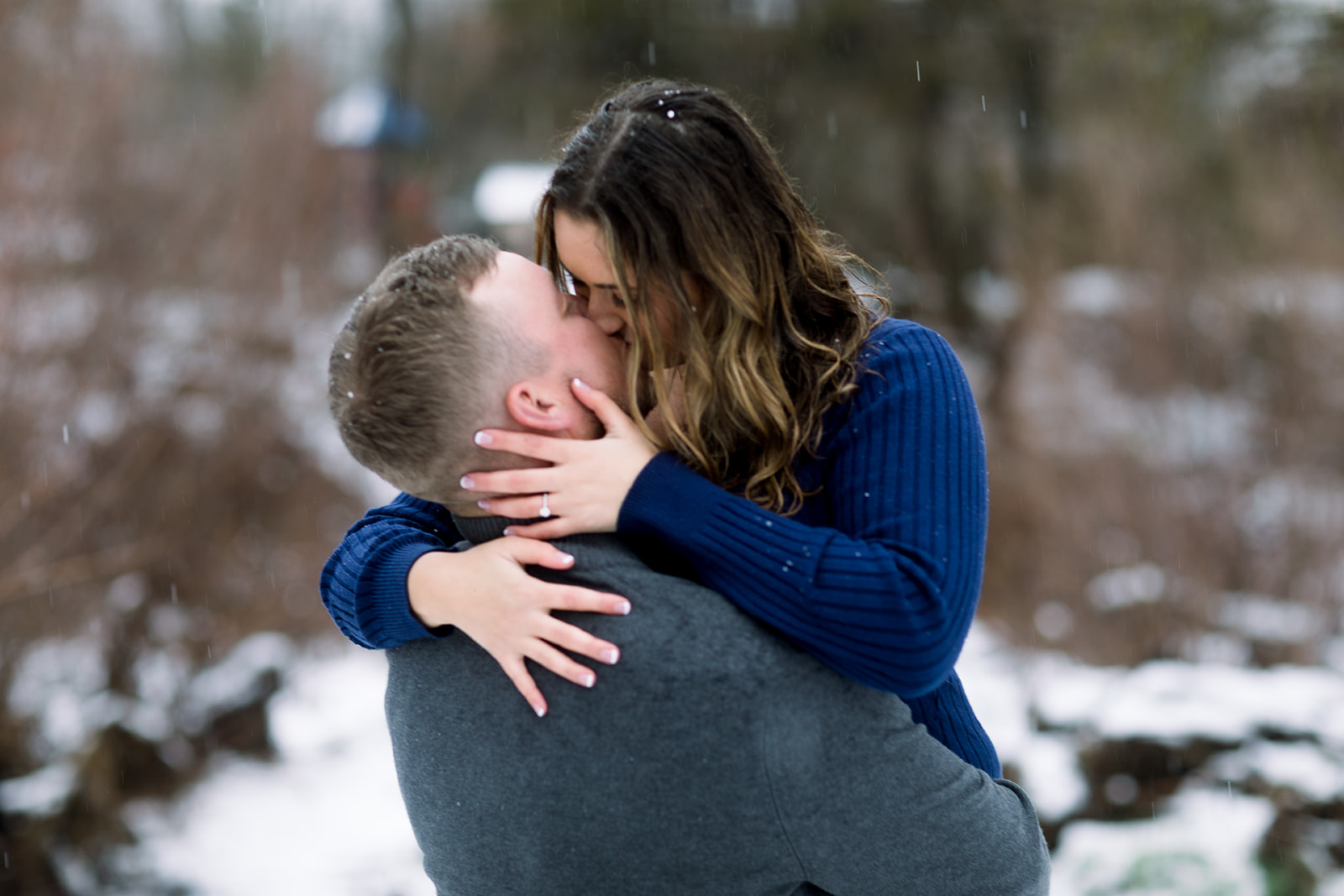 Snowy Day Engagement Session in Bass Lake 