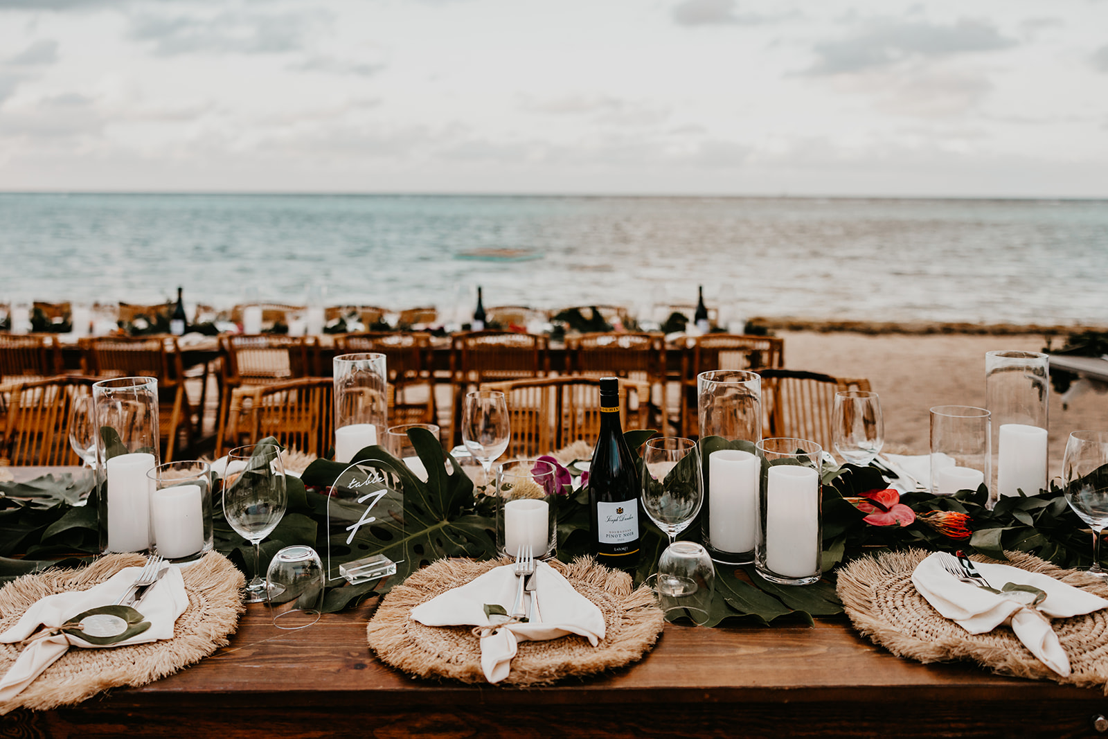Intimate candlelit dinner reception, offering breathtaking views of the British Virgin Islands coastline