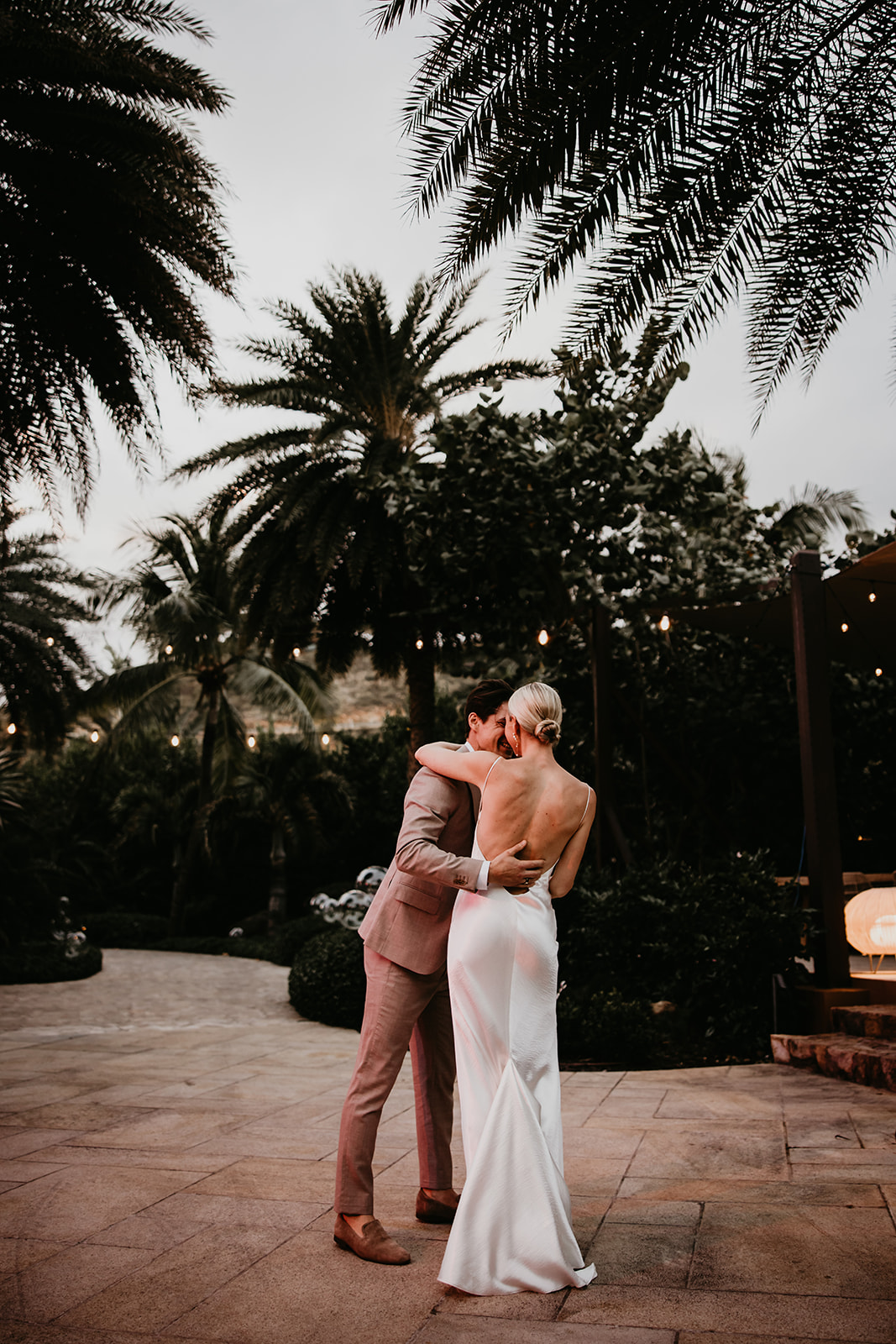 Romantic first dance under a starry sky on a beautiful beach in the British Virgin Islands
