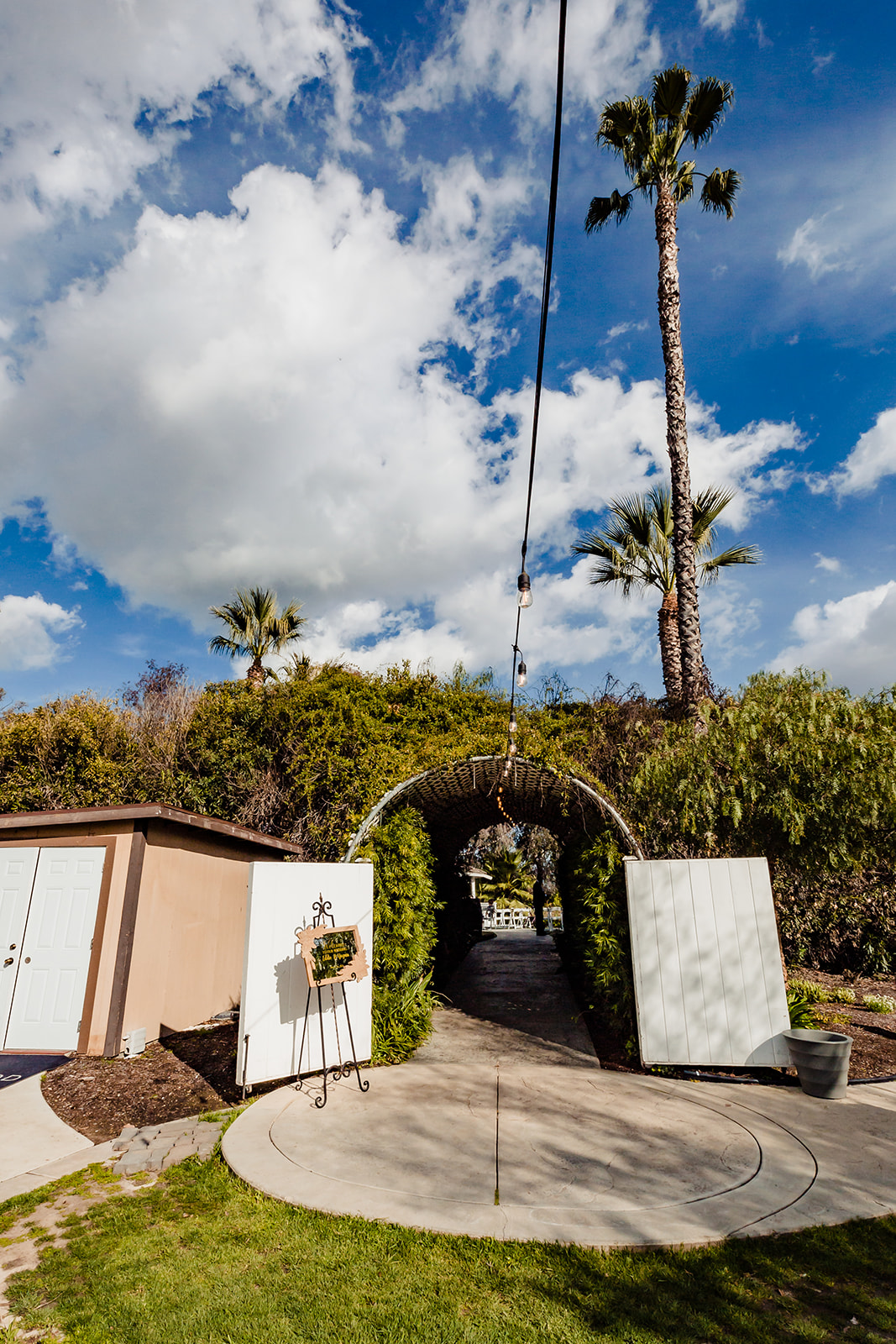 The entrance tunnel at The Orchard by Wedgewood weddings in Menifee, CA