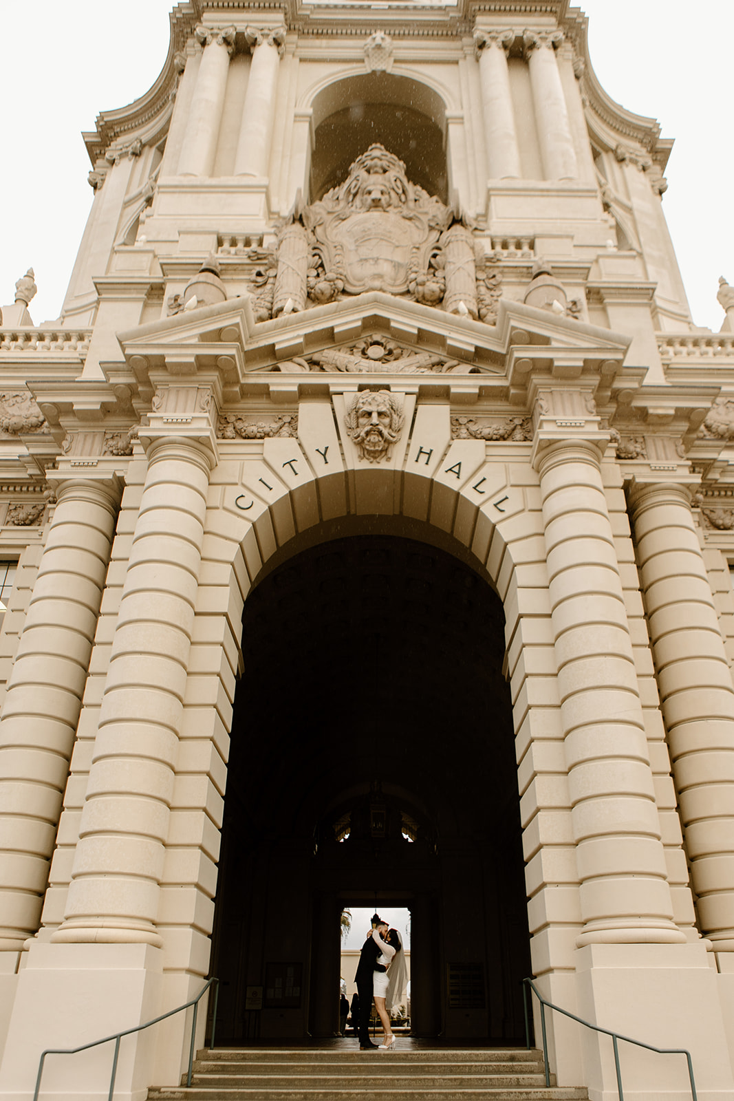 Standing outside of pasadena city hall in southern california after eloping