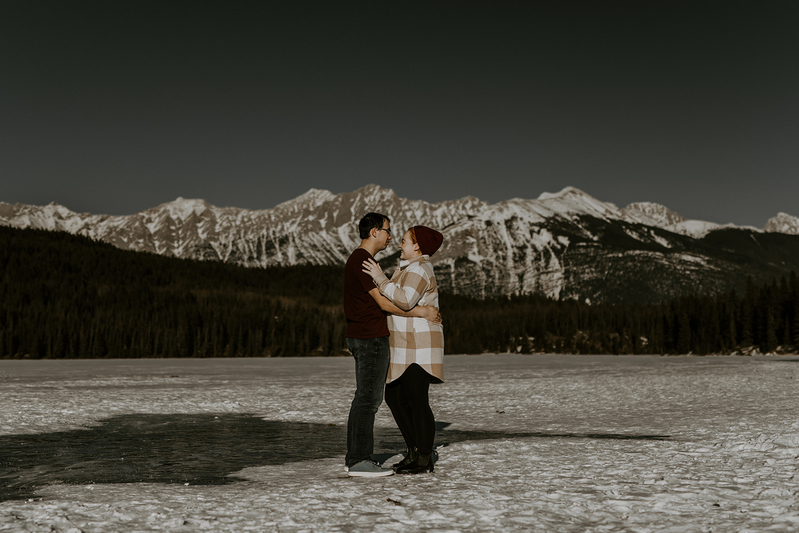 Winter Engagement Photography in Jasper Alberta