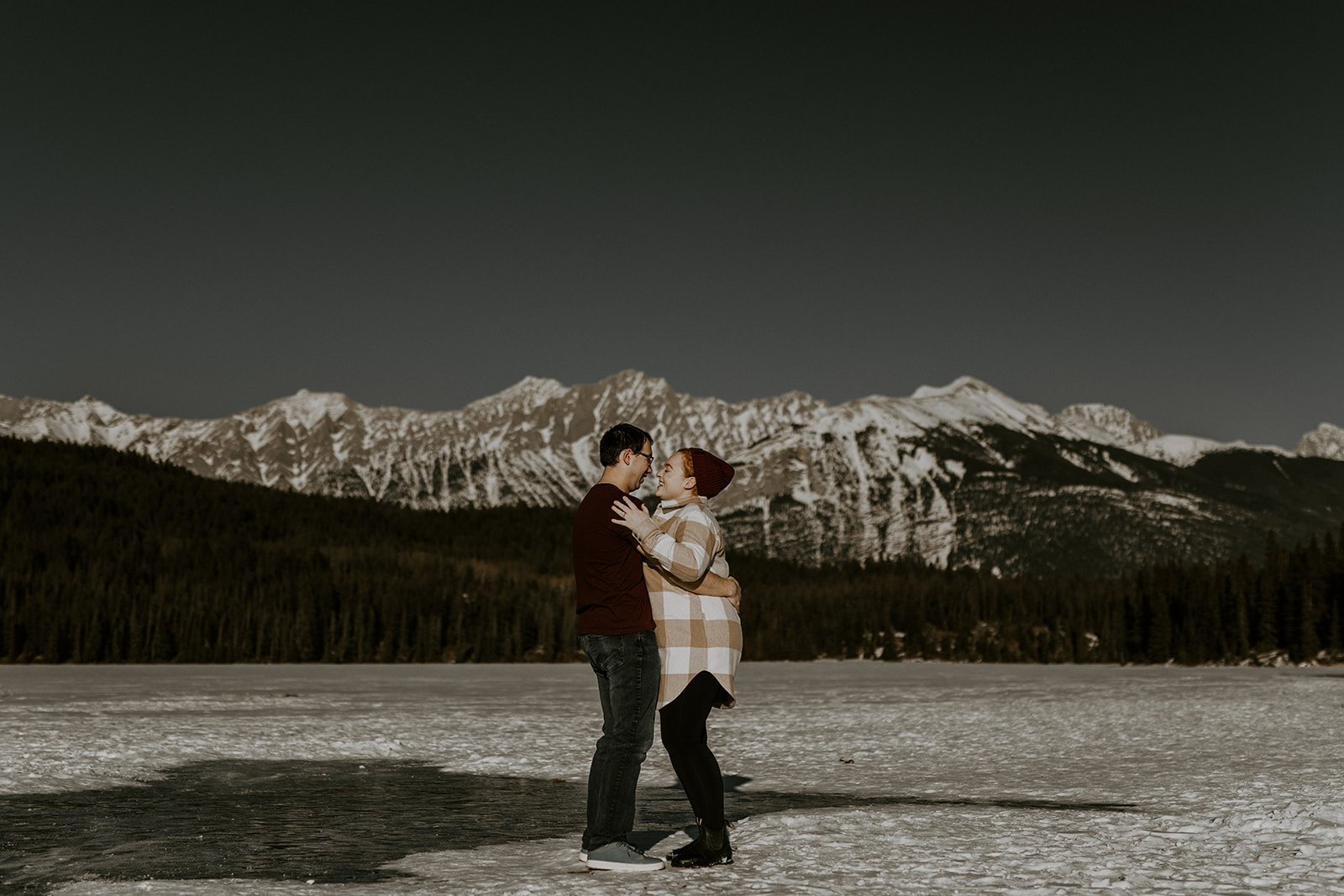 Winter Engagement Photography in Jasper Alberta