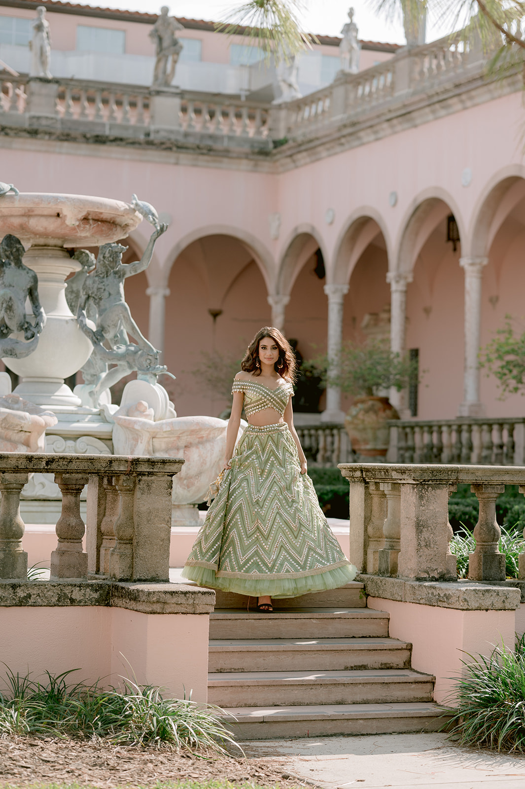 "Ca' d'Zan at the Ringling Museum as a picturesque setting for engagement photos"
