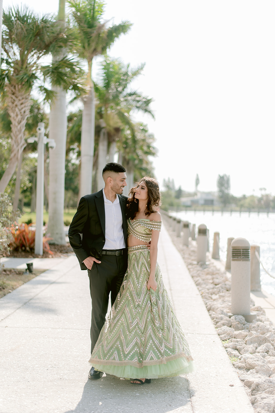 "Elegant and beautiful Ringling Museum engagement session features stunning Indian couple and breathtaking location"
